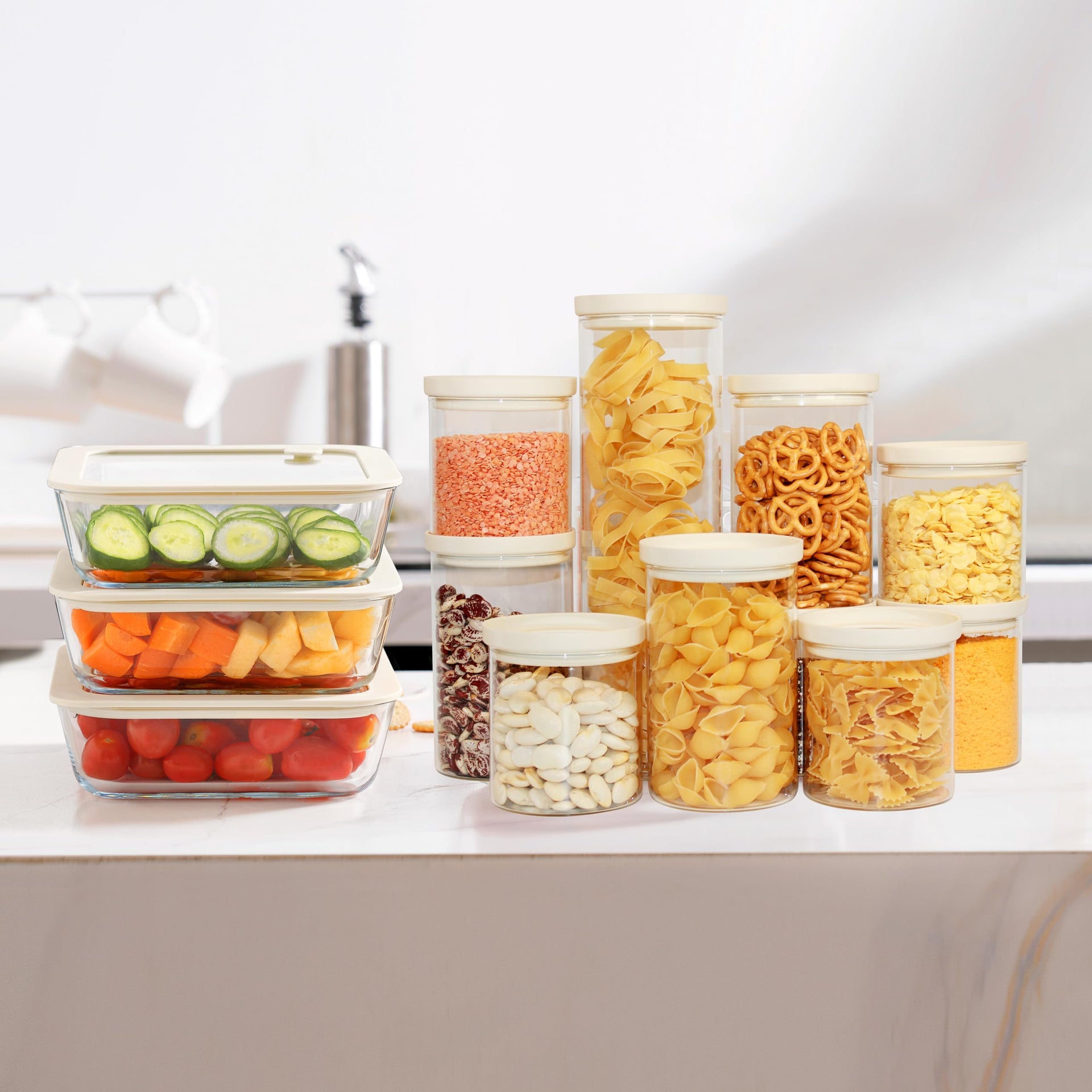 Glass Food Storage Jar with Glass Lid (6 Count)