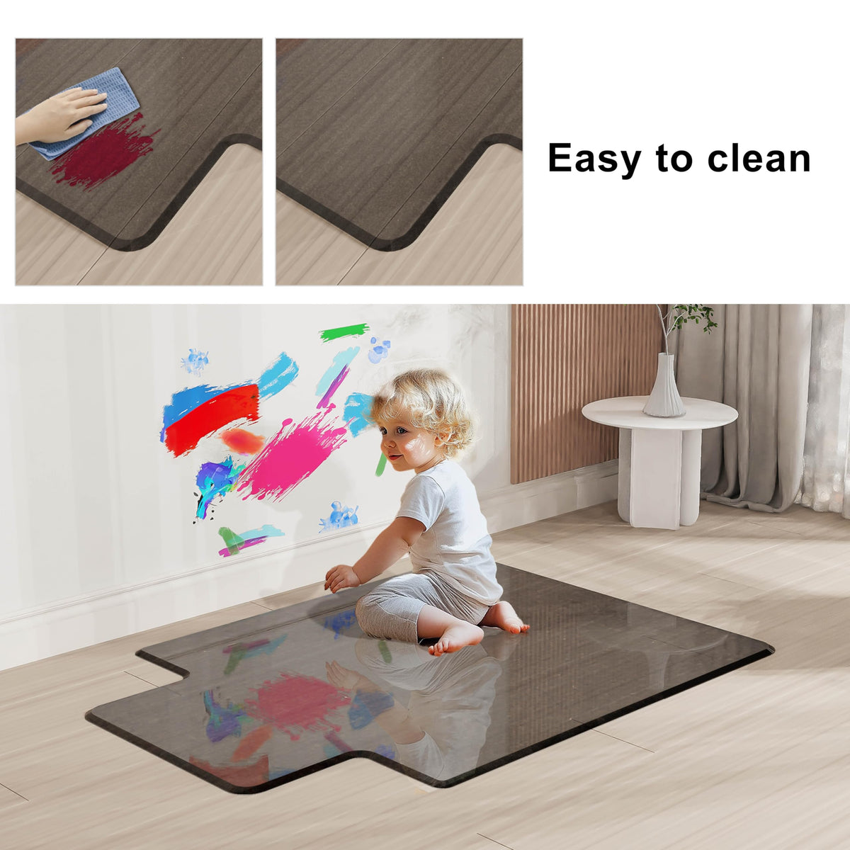 Beveled Edge Office Chair Mat for Carpet or Hardwood Floor