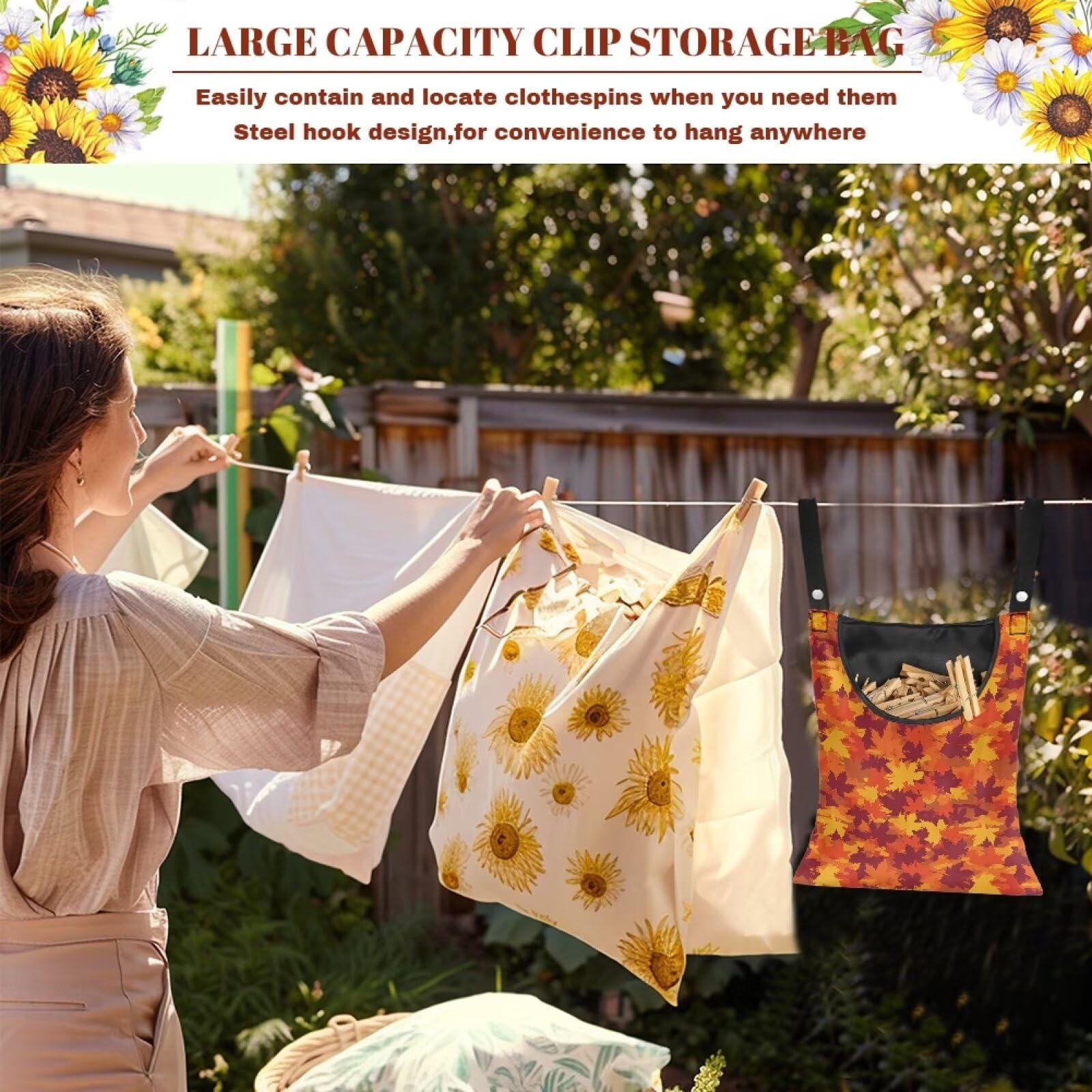 Maple Leaf Clothespin Storage Hanger Bags Beer Laundry Clothespin Bag