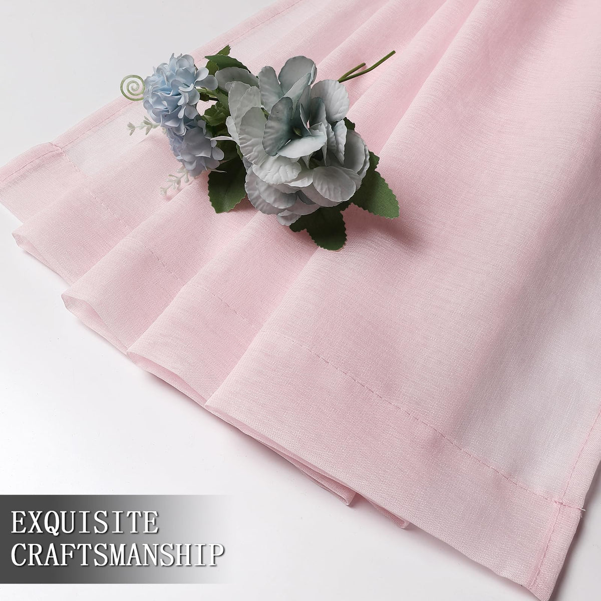 Short Sheer Curtain Living Room Linen Textured Curtains Sheer Light Filtering Voile Rod Pocket Curtain for Bedroom (2 Count)