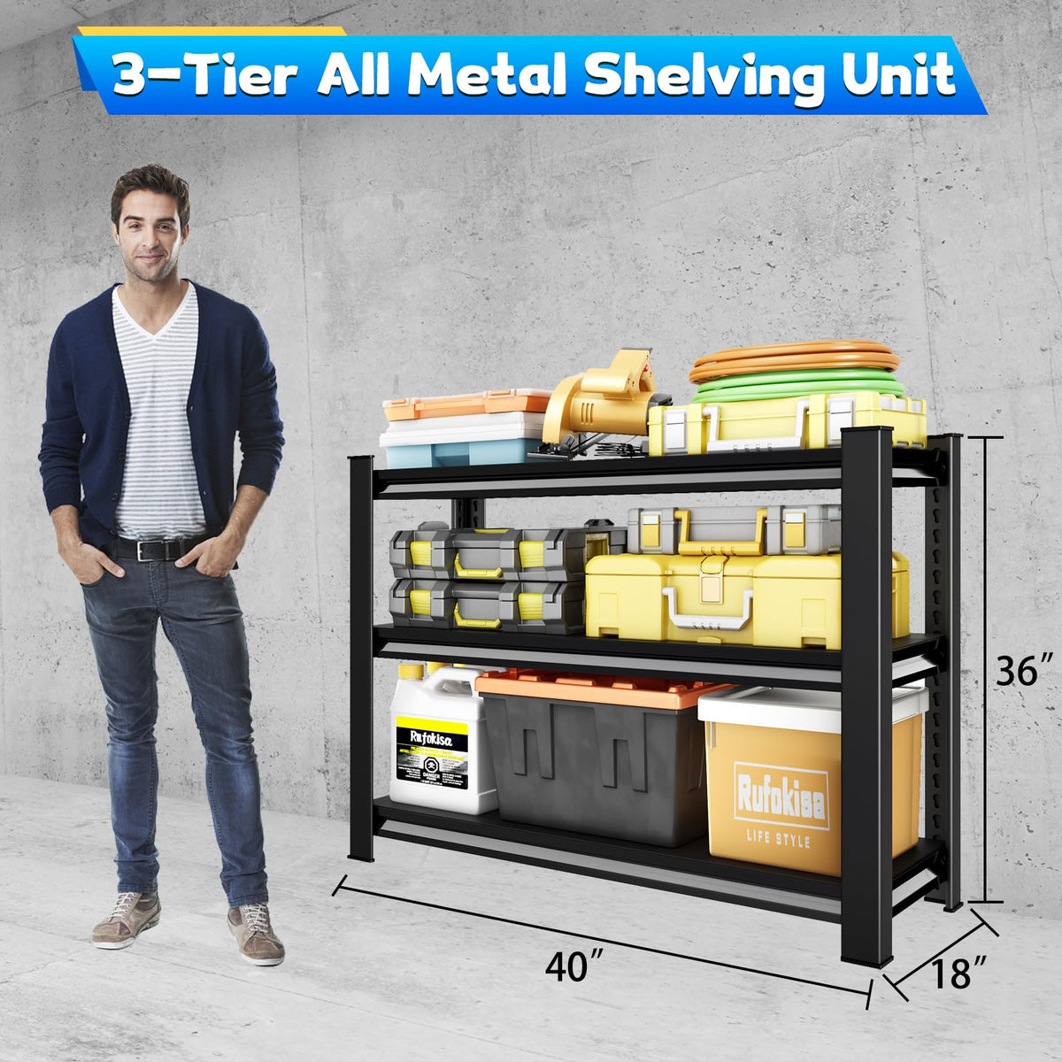 40" W Garage Shelving Heavy Duty