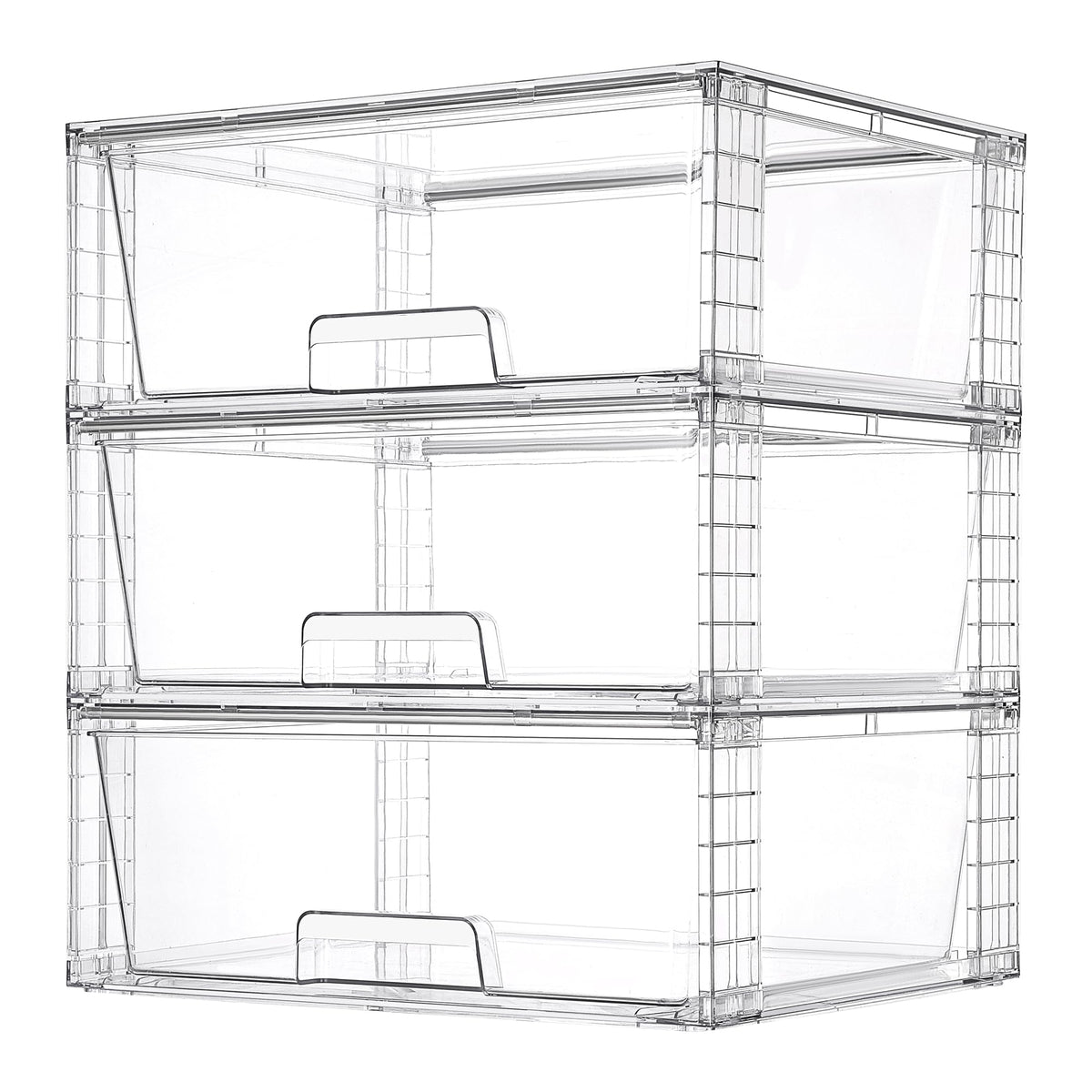 3 Pack Large Clear Stackable Storage Drawers for Closet (3 Count)