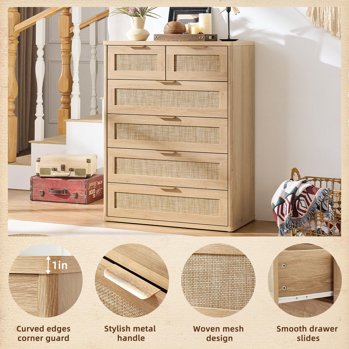 Rattan Dresser for Bedroom Set 2
