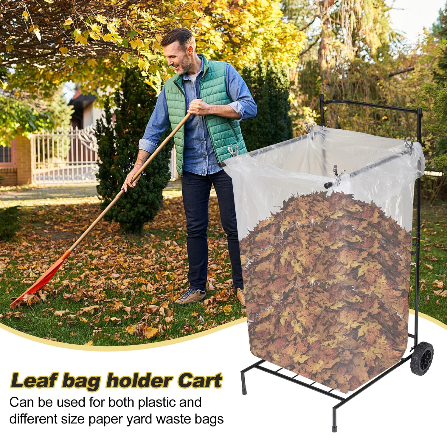 Portable Trash Bag Holder with Wheel