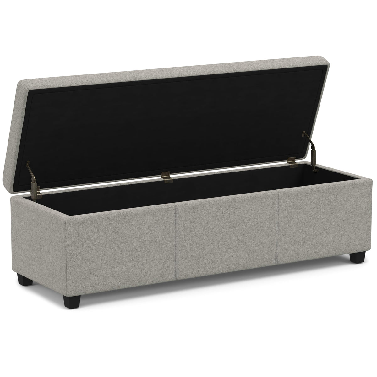 Avalon 54" Wide Vegan Leather Storage Ottoman in Midnight Black