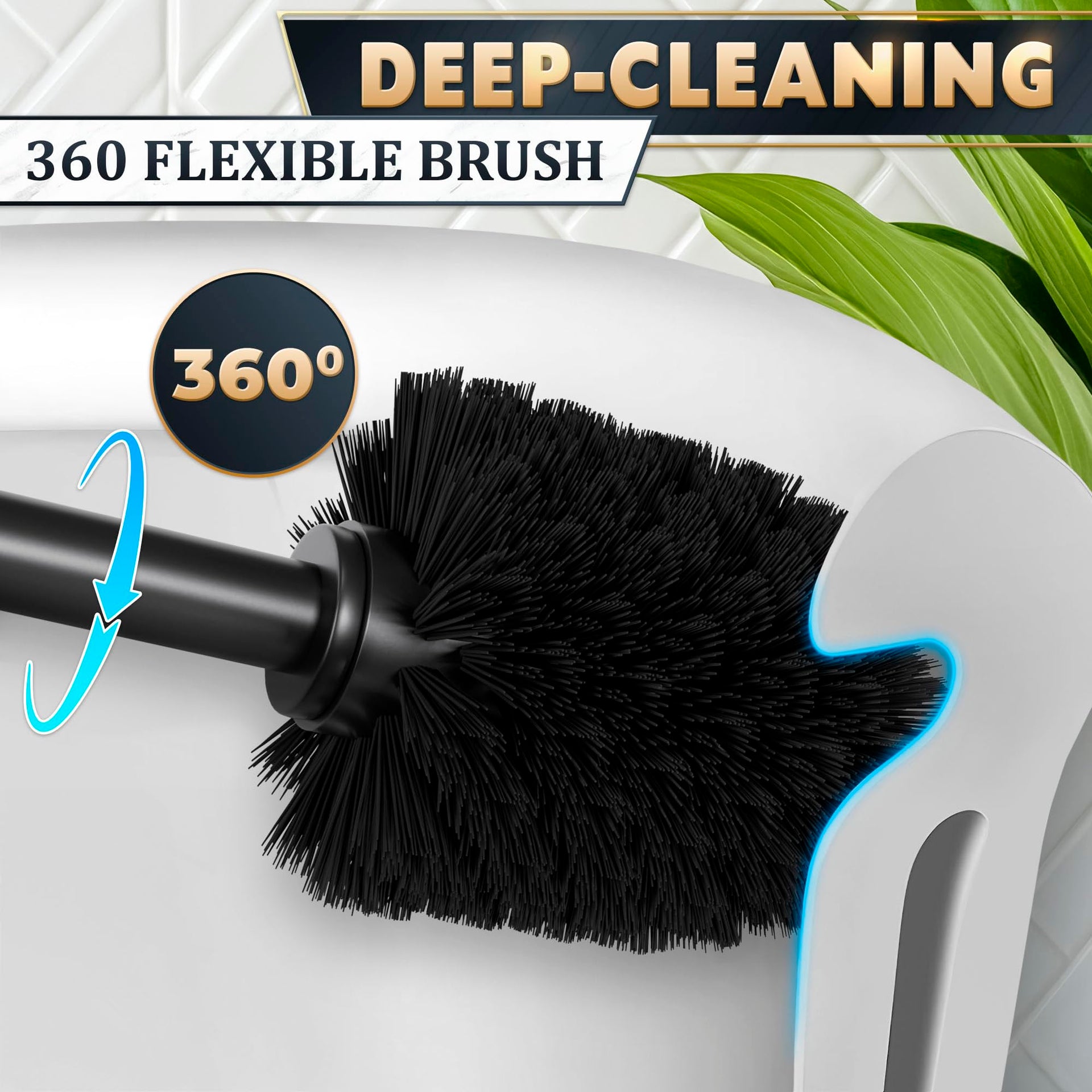 Black Toilet Brush and Holder Set