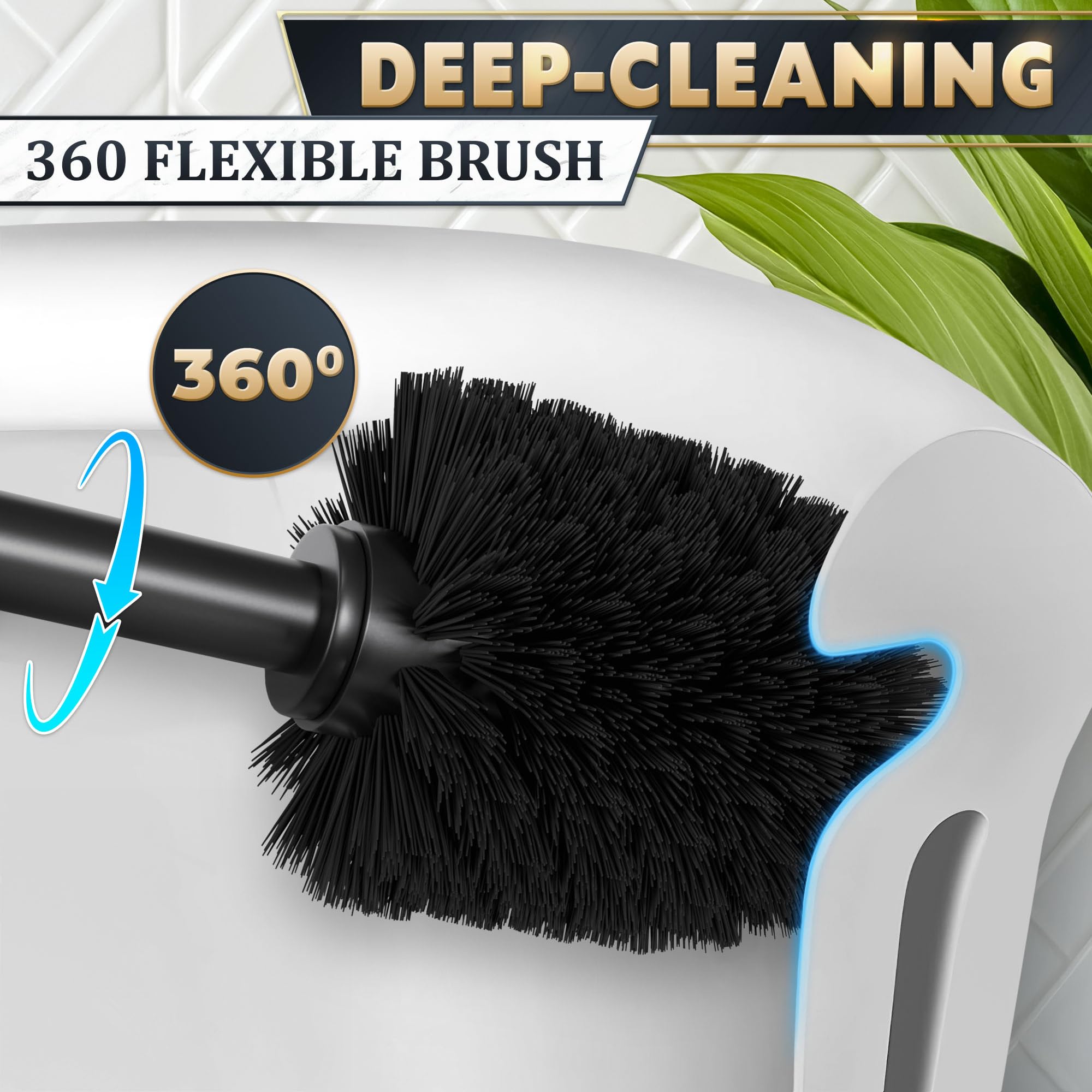 Black Toilet Brush and Holder Set
