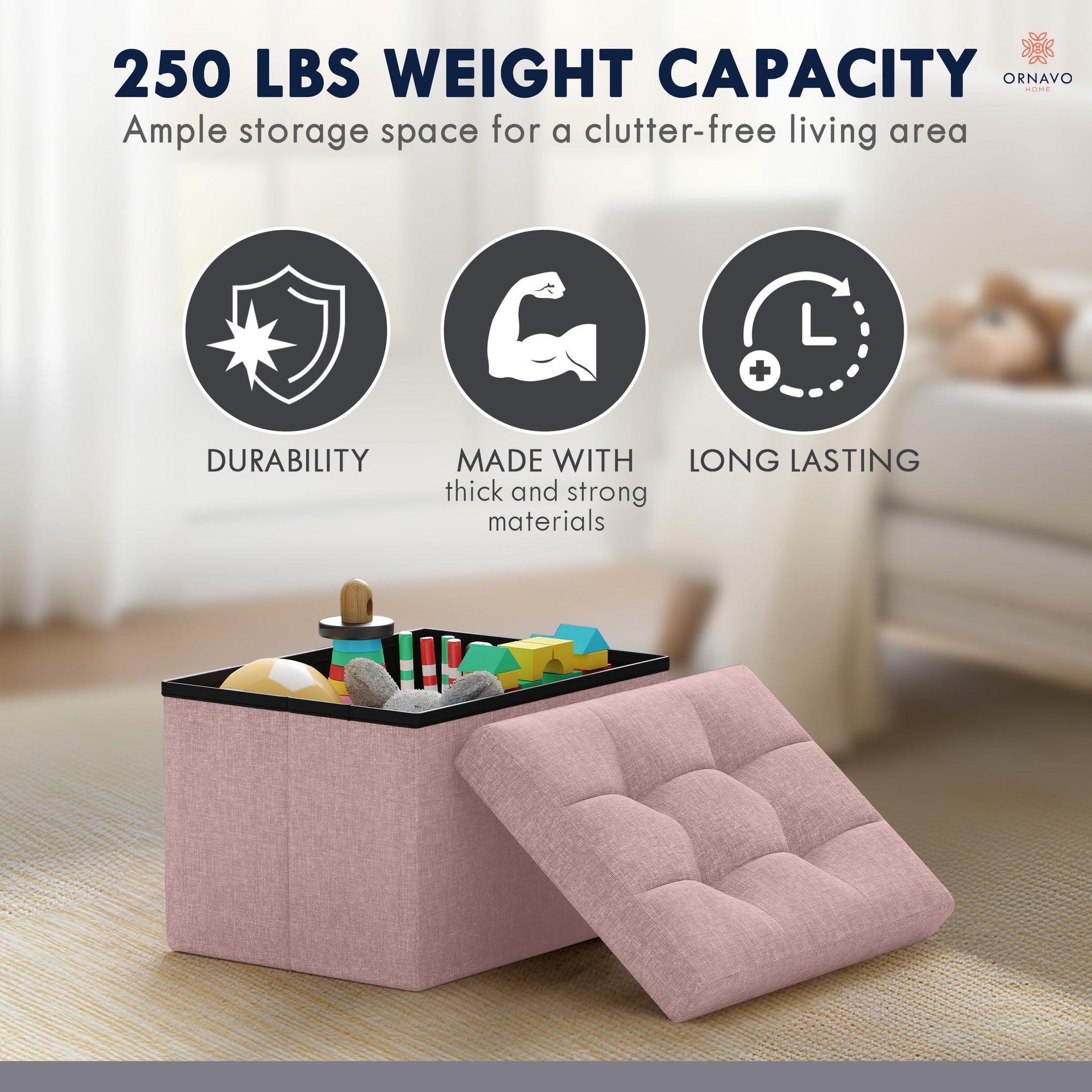 Small Rectangle Storage Ottoman Set of 2 (2 Count)