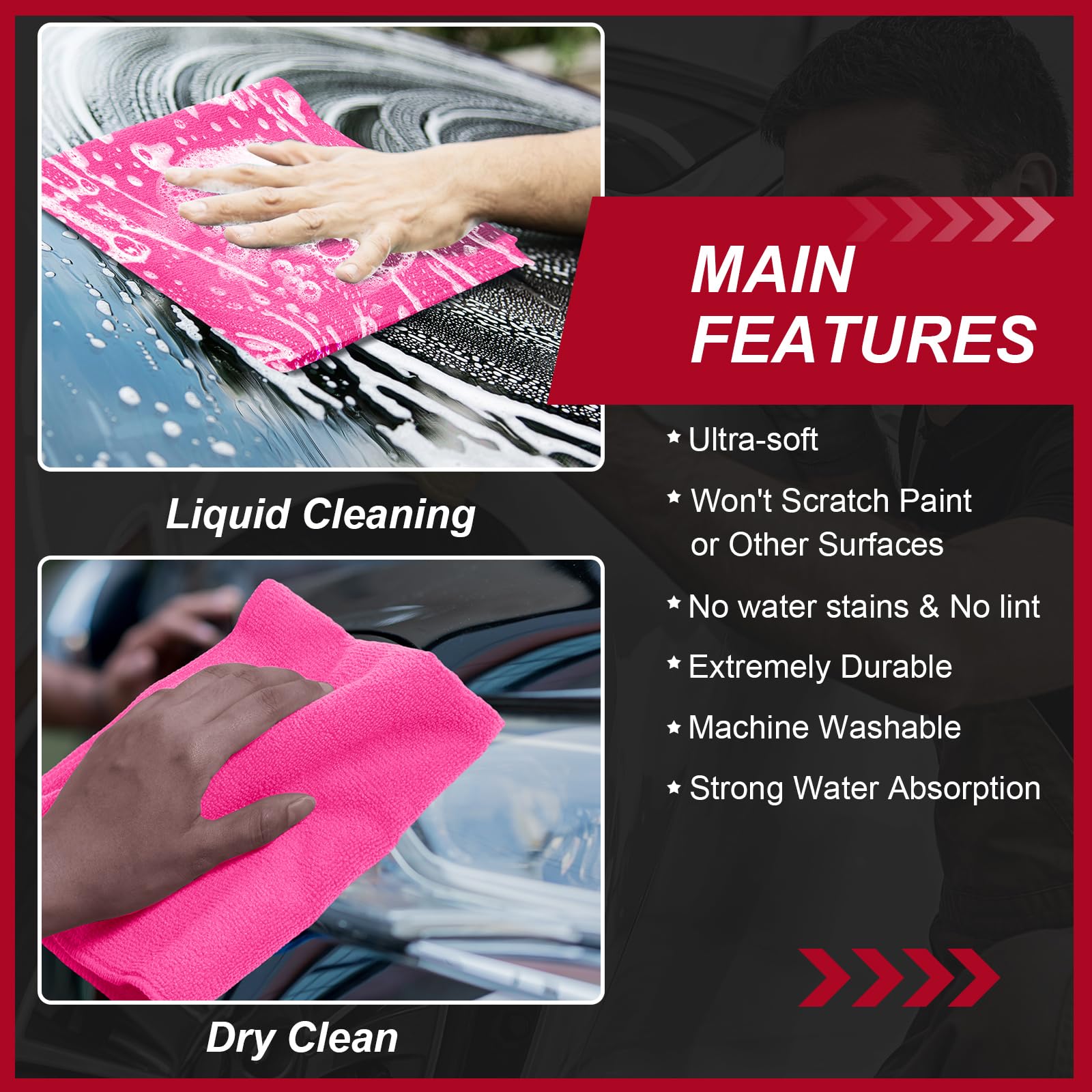 200 Pcs Microfiber Cleaning Cloth 16x16 Inch Microfiber Towels for Car Ultra Absorbent Cleaning Rags Reusable Lint Free Streak Free Detailing Towel for Car Washing Drying Dusting (200 Count)