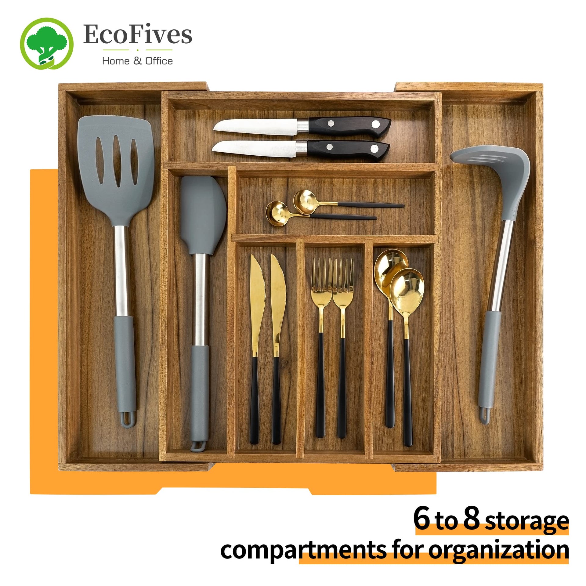 Luxury Acacia Kitchen Drawer Organizer