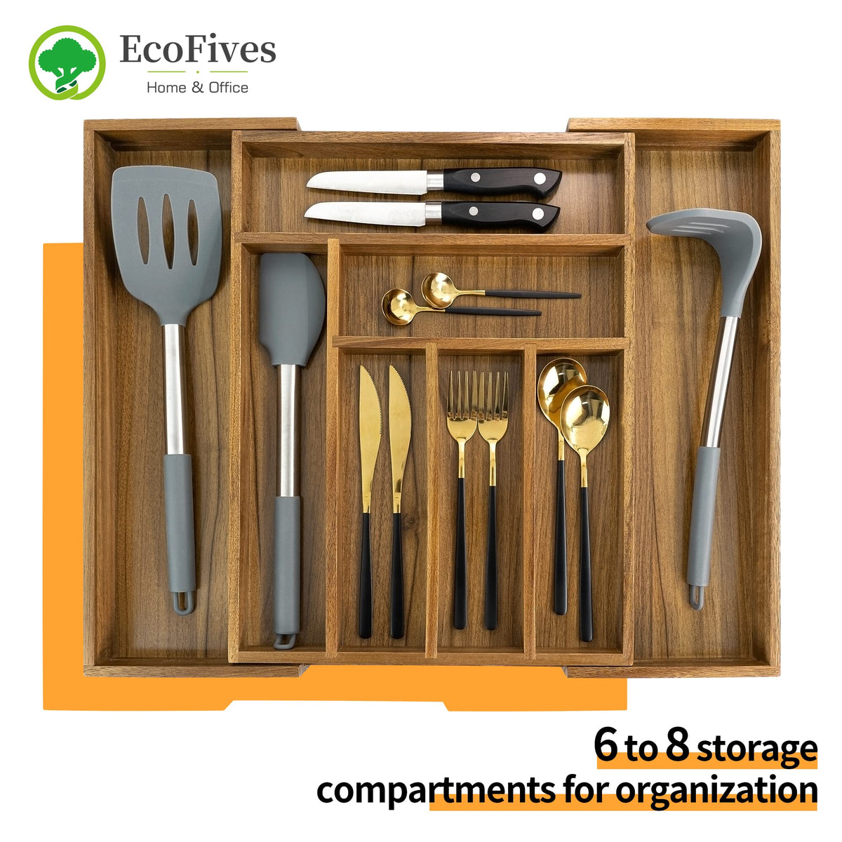 Luxury Acacia Kitchen Drawer Organizer