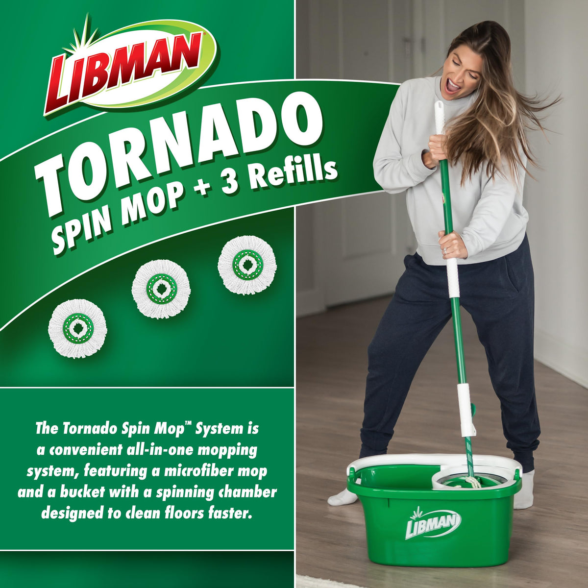 Libman Tornado Spin Mop System with Bucket & Wringer (4 Count)