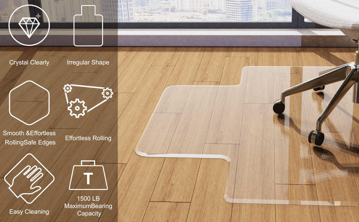 Beveled Edge Office Chair Mat for Carpet or Hardwood Floor