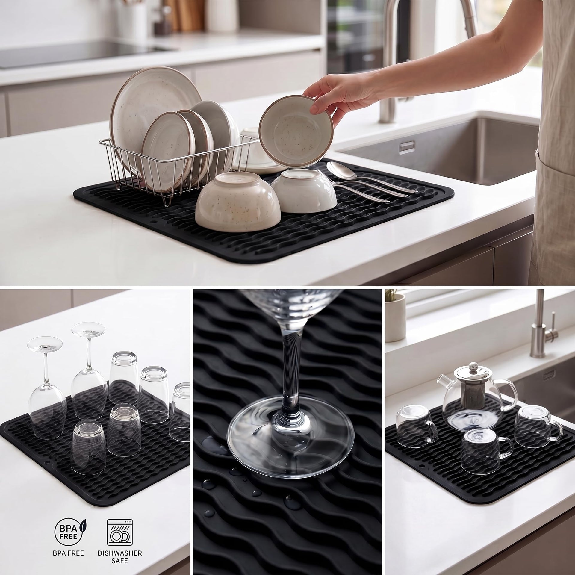 Silicone Dish Drying Mat for Multiple Usage