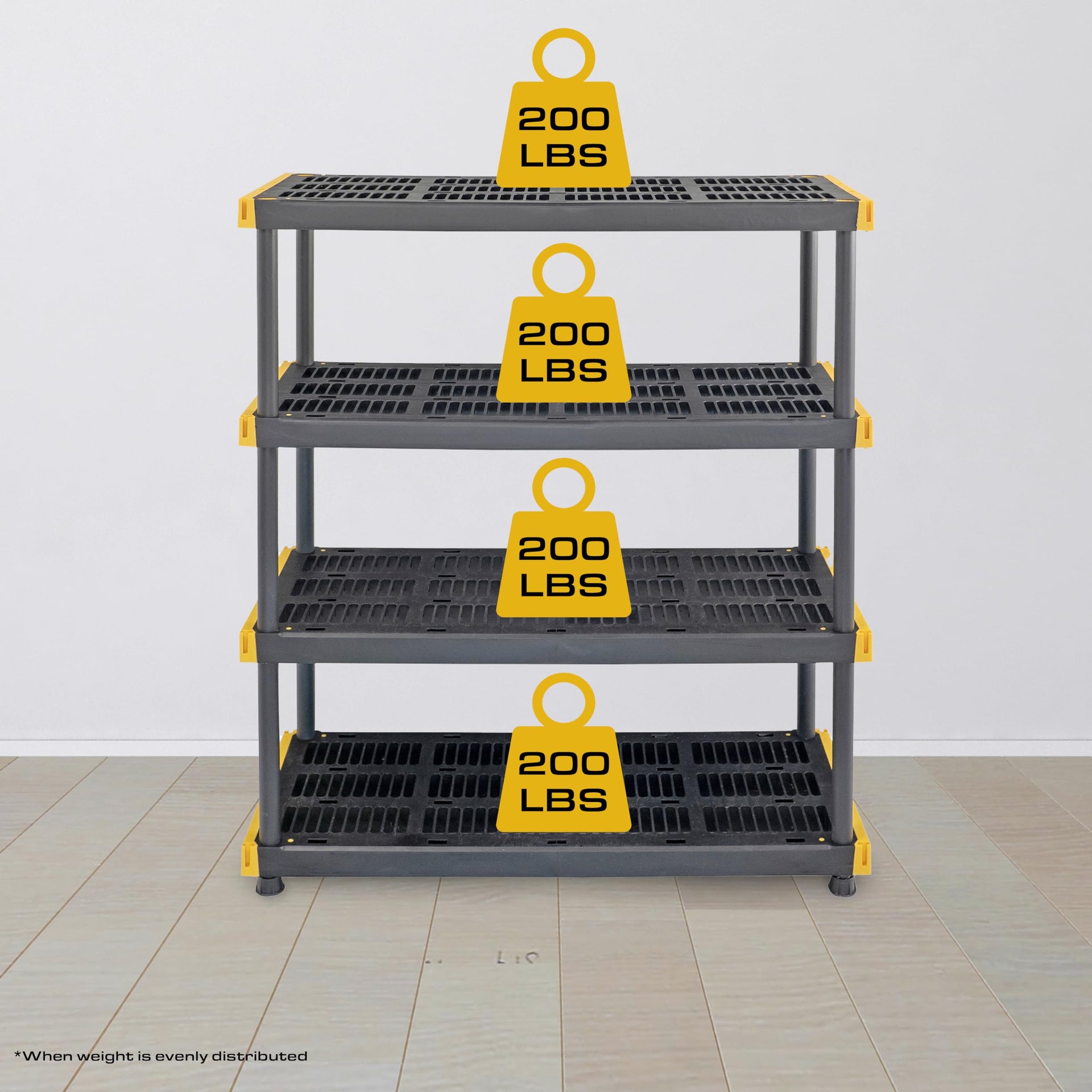 4 Tier Heavy Duty Plastic Storage Shelves for Garage Organization