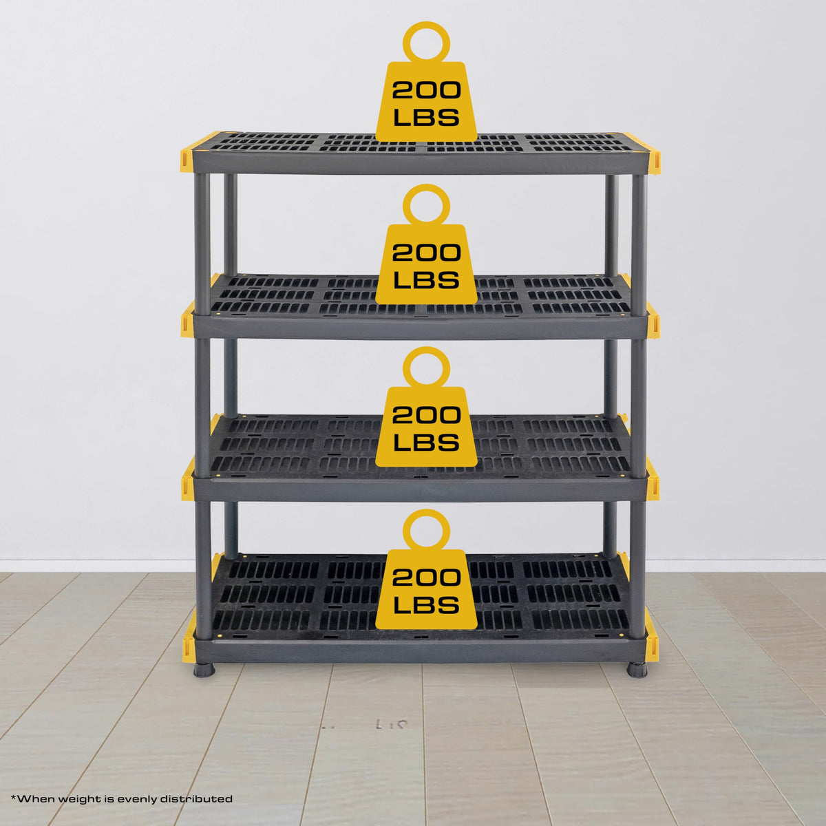 4 Tier Heavy Duty Plastic Storage Shelves for Garage Organization