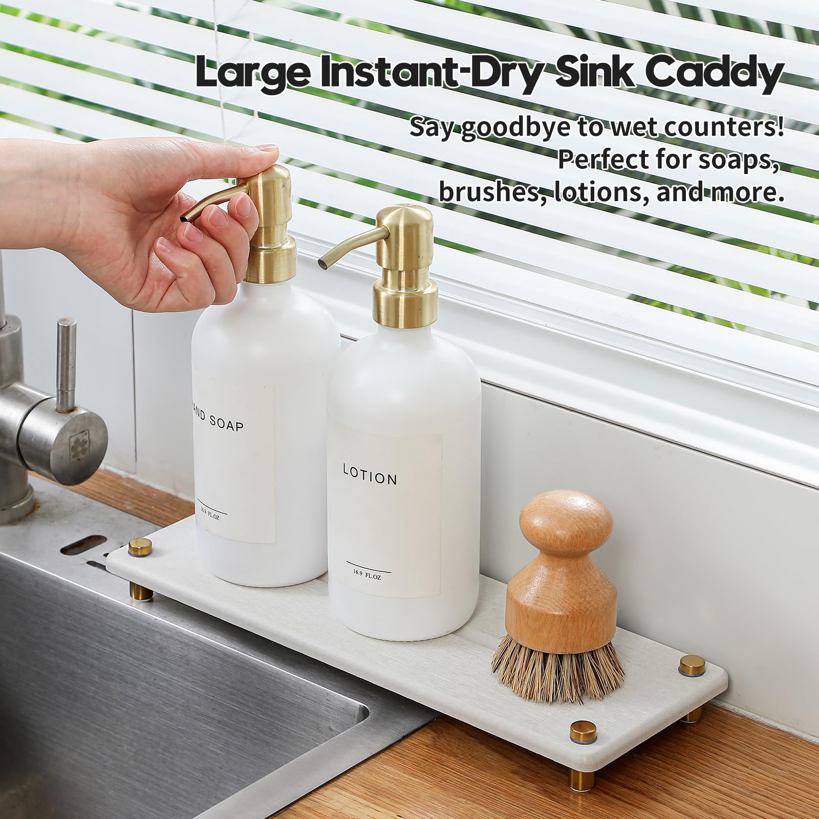 Water Absorbing Stone Sink Caddy Kitchen Sink Organizer Tray