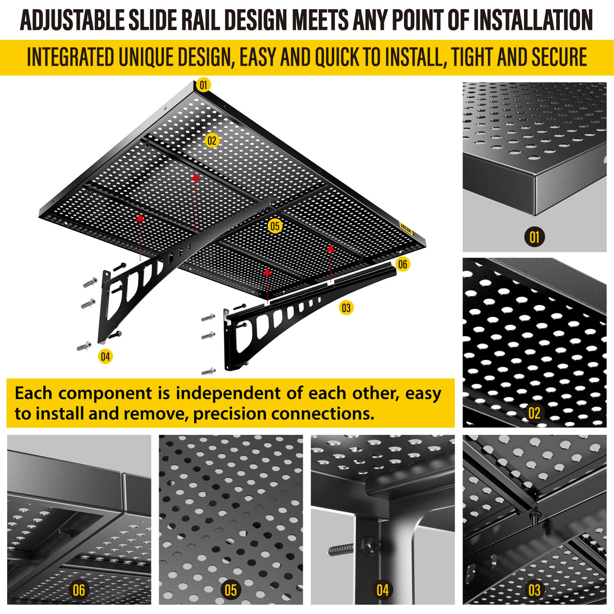 2 Pack 2x3ft Adjustable Garage Wall Shelving 560lbs Load Capacity Heavy Duty Wall Mounted Storage Shelf Metal Floating Shelves for Garage (2 Count)