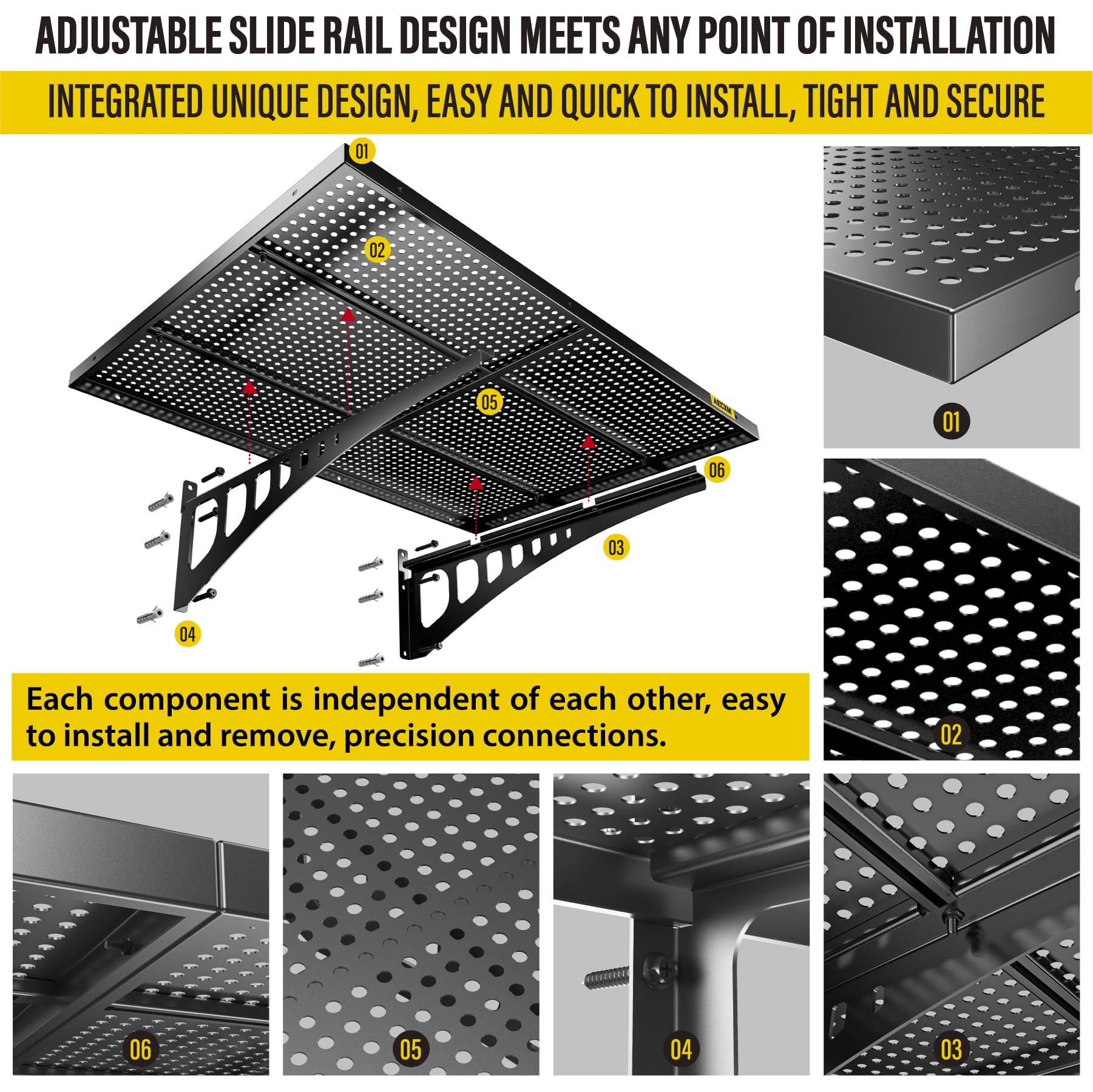 2 Pack 2x3ft Adjustable Garage Wall Shelving 560lbs Load Capacity Heavy Duty Wall Mounted Storage Shelf Metal Floating Shelves for Garage (2 Count)