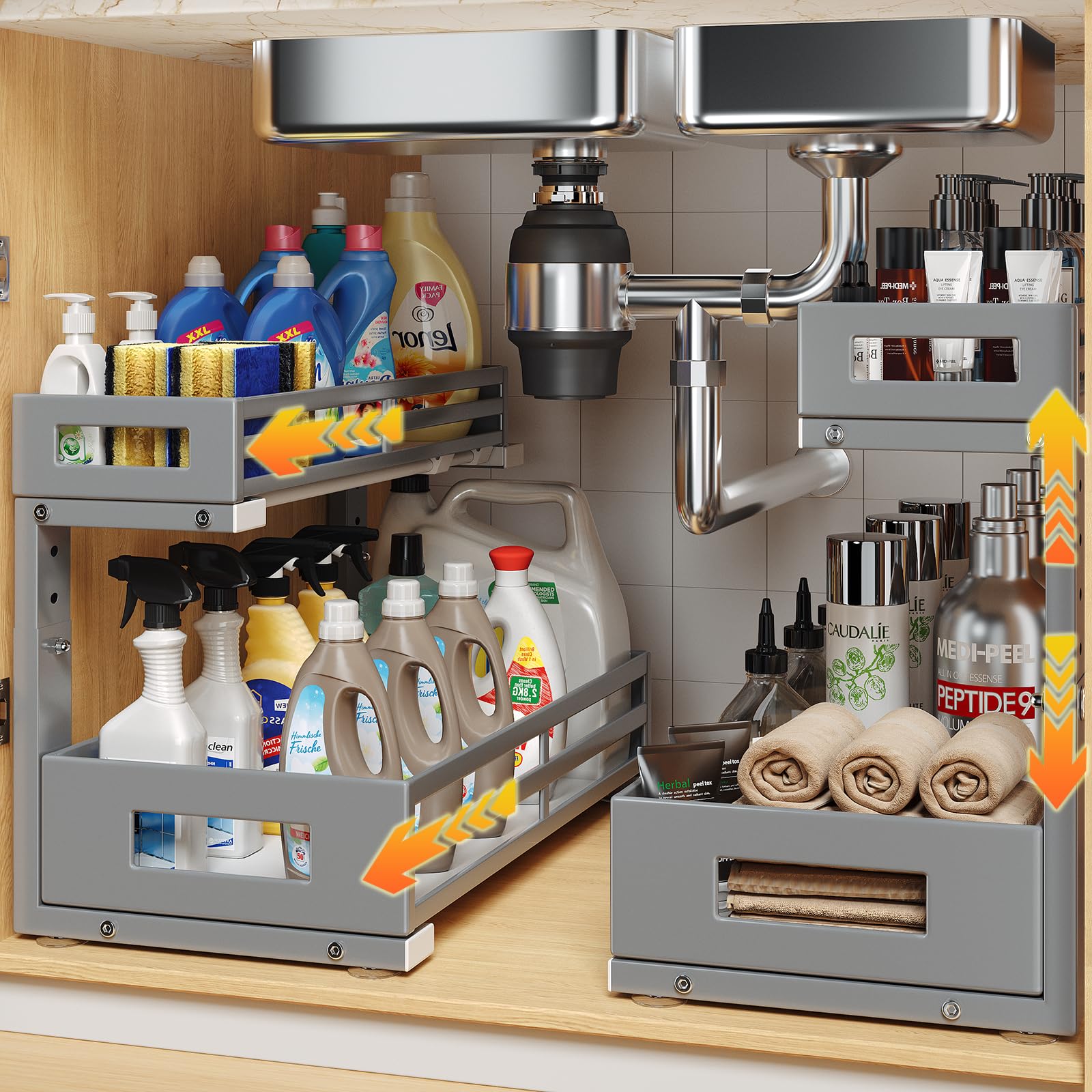 2 Pack 17"Deep Under Sink Organizer And Storage (2 Count)