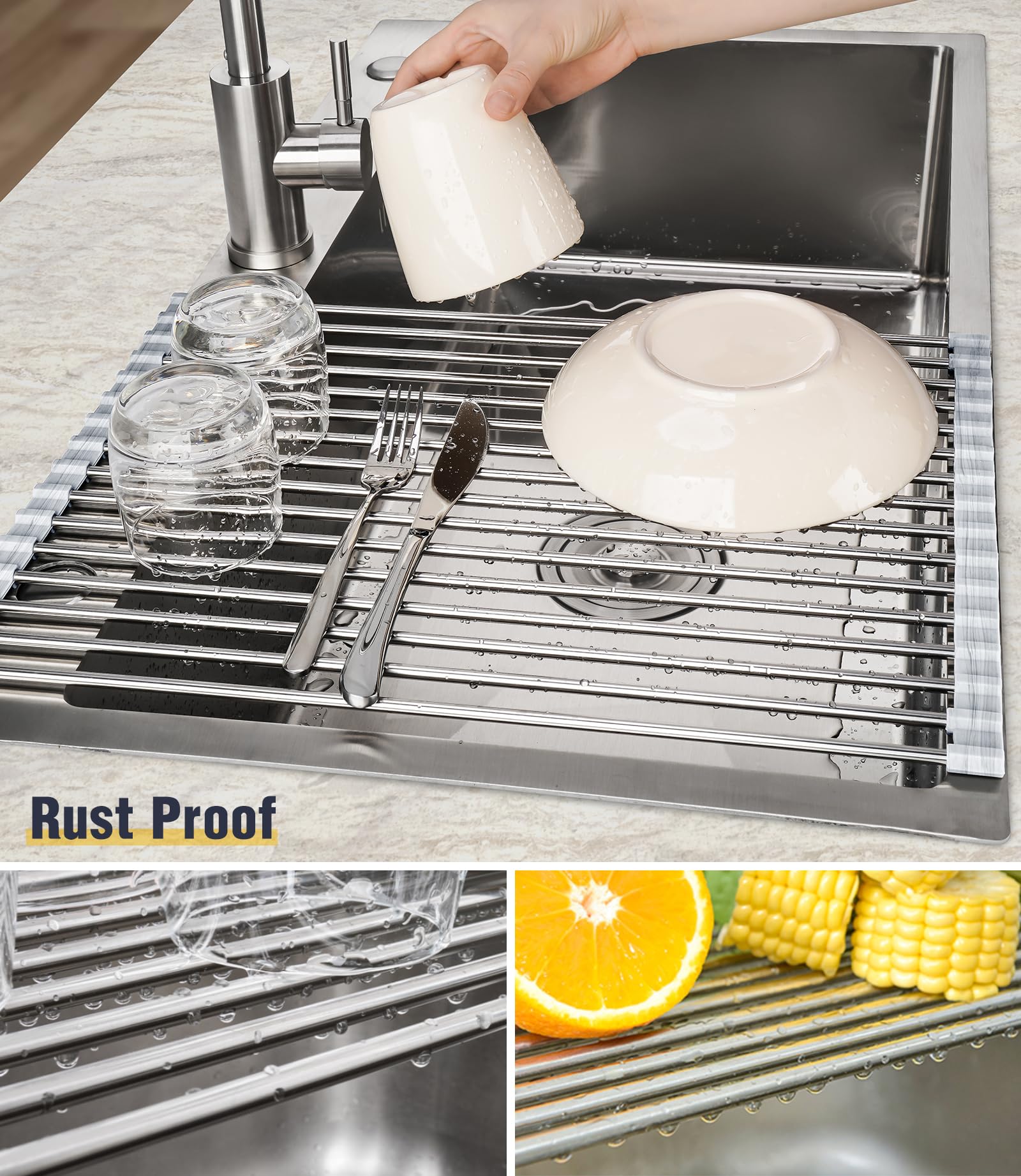 Roll Up Dish Drying Rack Over Sink