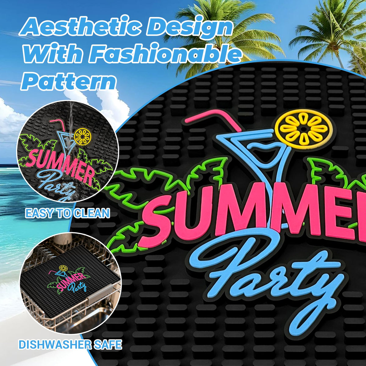 Neon Tiki Black Bar Mat 18 x 12 Inch