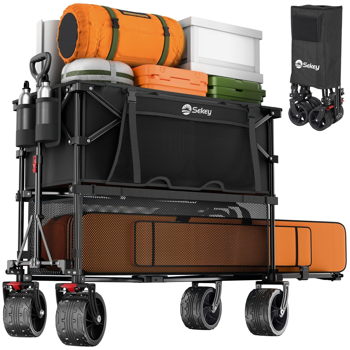 500LBS Heavy Duty Double Decker Wagon with Extender