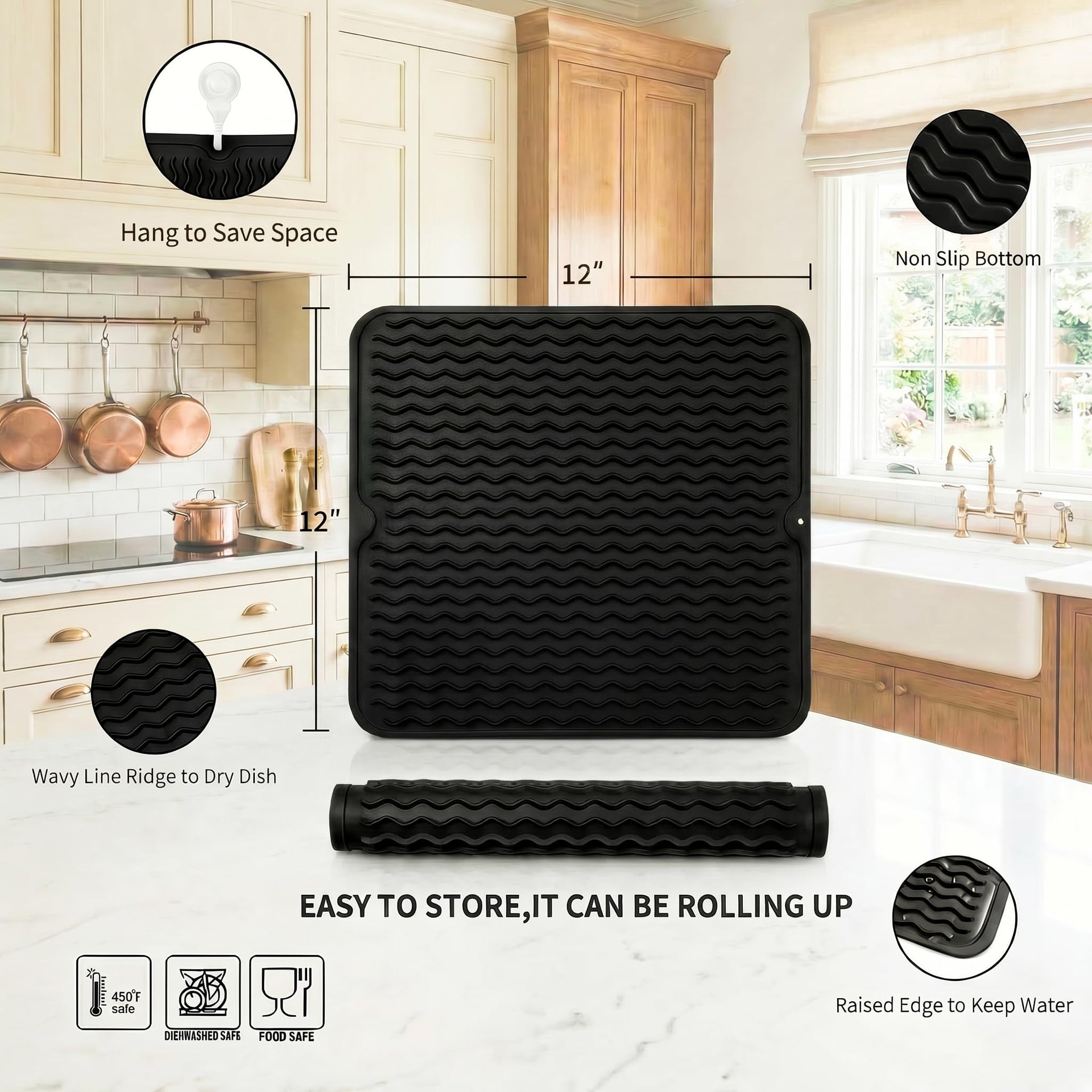 Silicone Dish Drying Mat for Multiple Usage