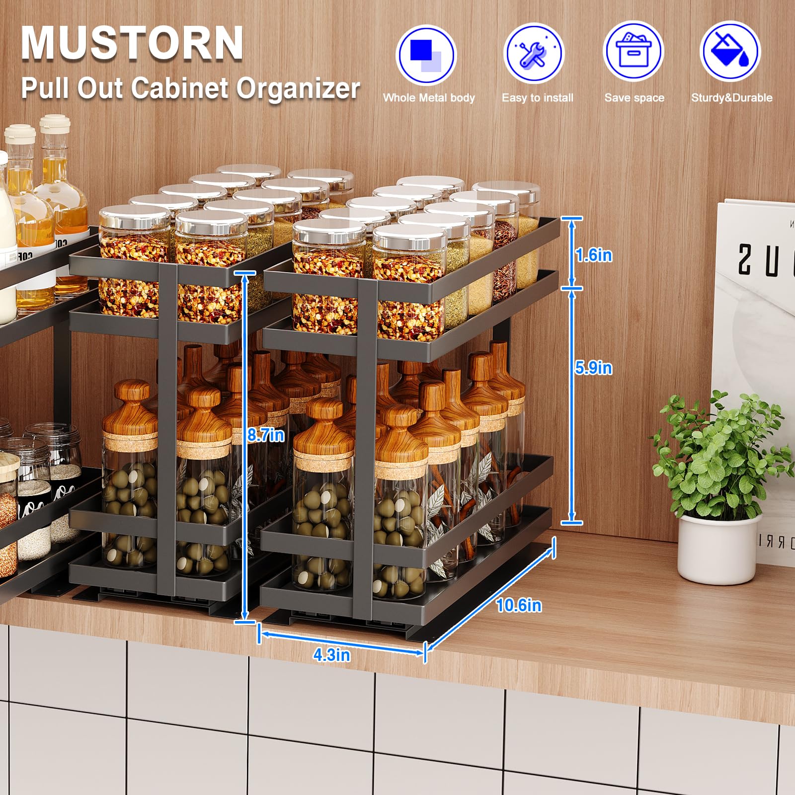 Pull Out Spice Rack Organizer for Cabinet