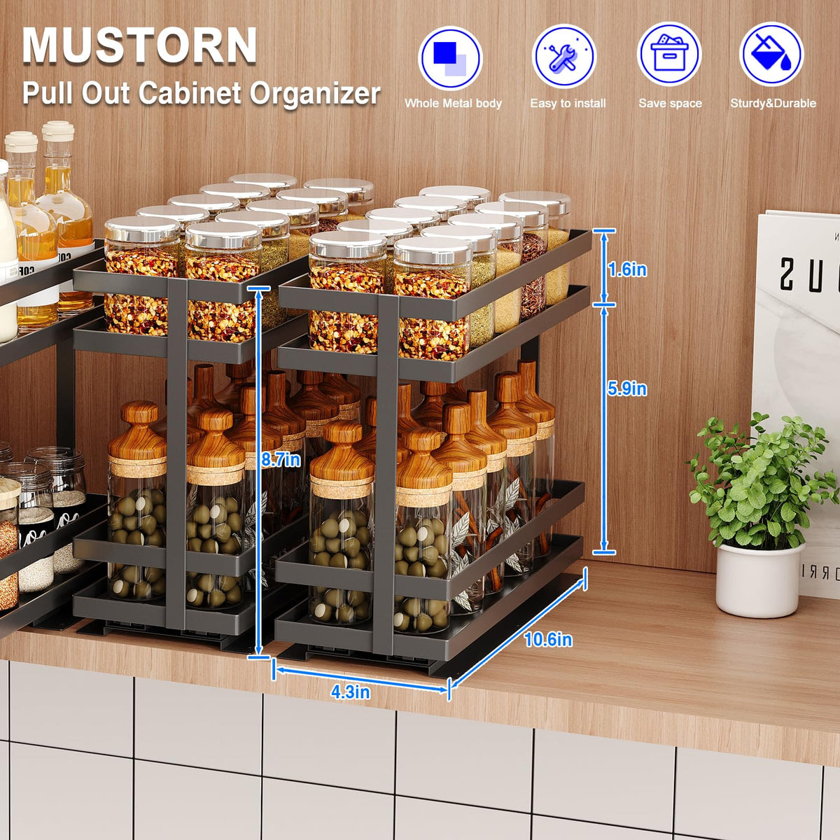 2 Pack Pull Out Spice Rack Organizer for Cabinet (2 pound(s))