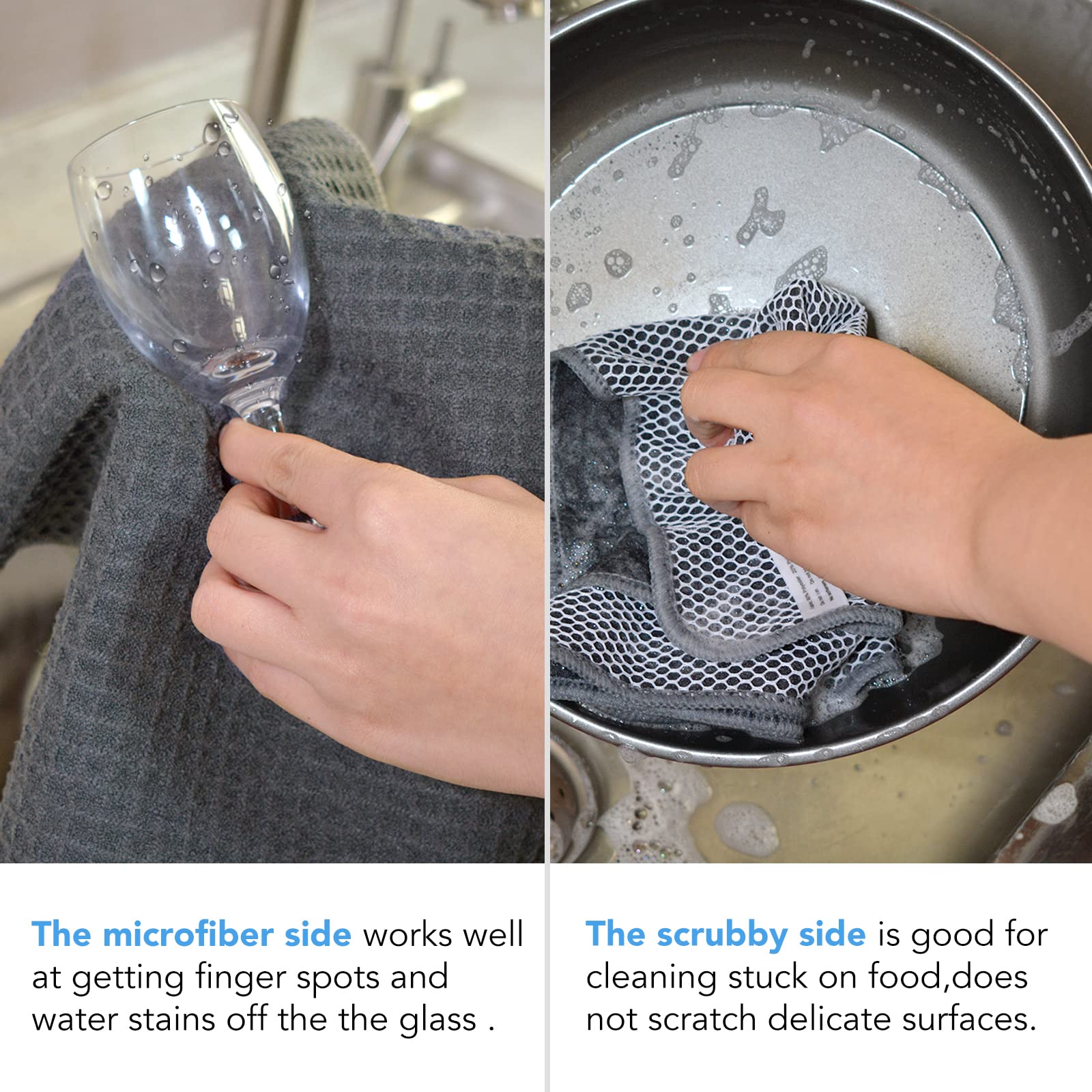 Dish Cloths for Washing Dishes with Scrub Side (6 Count)