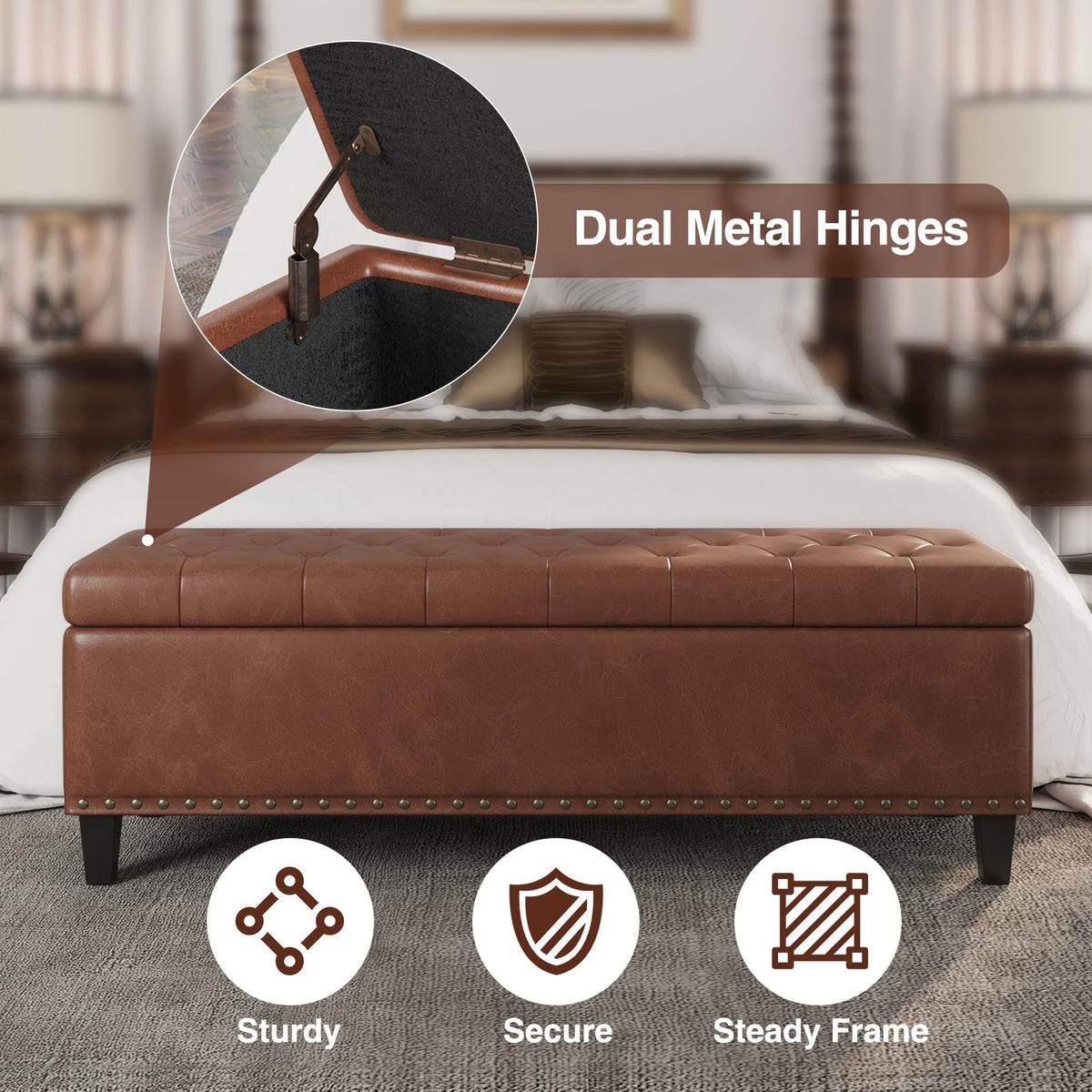 51 Inch Storage Ottoman Bench
