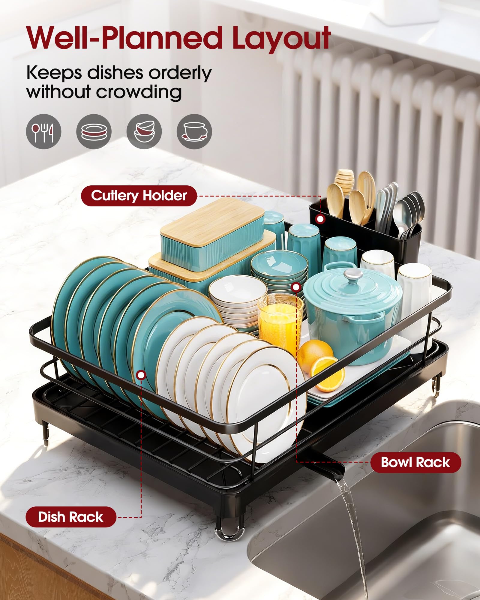 Stainless Steel Dish Drying Rack for Kitchen Counter