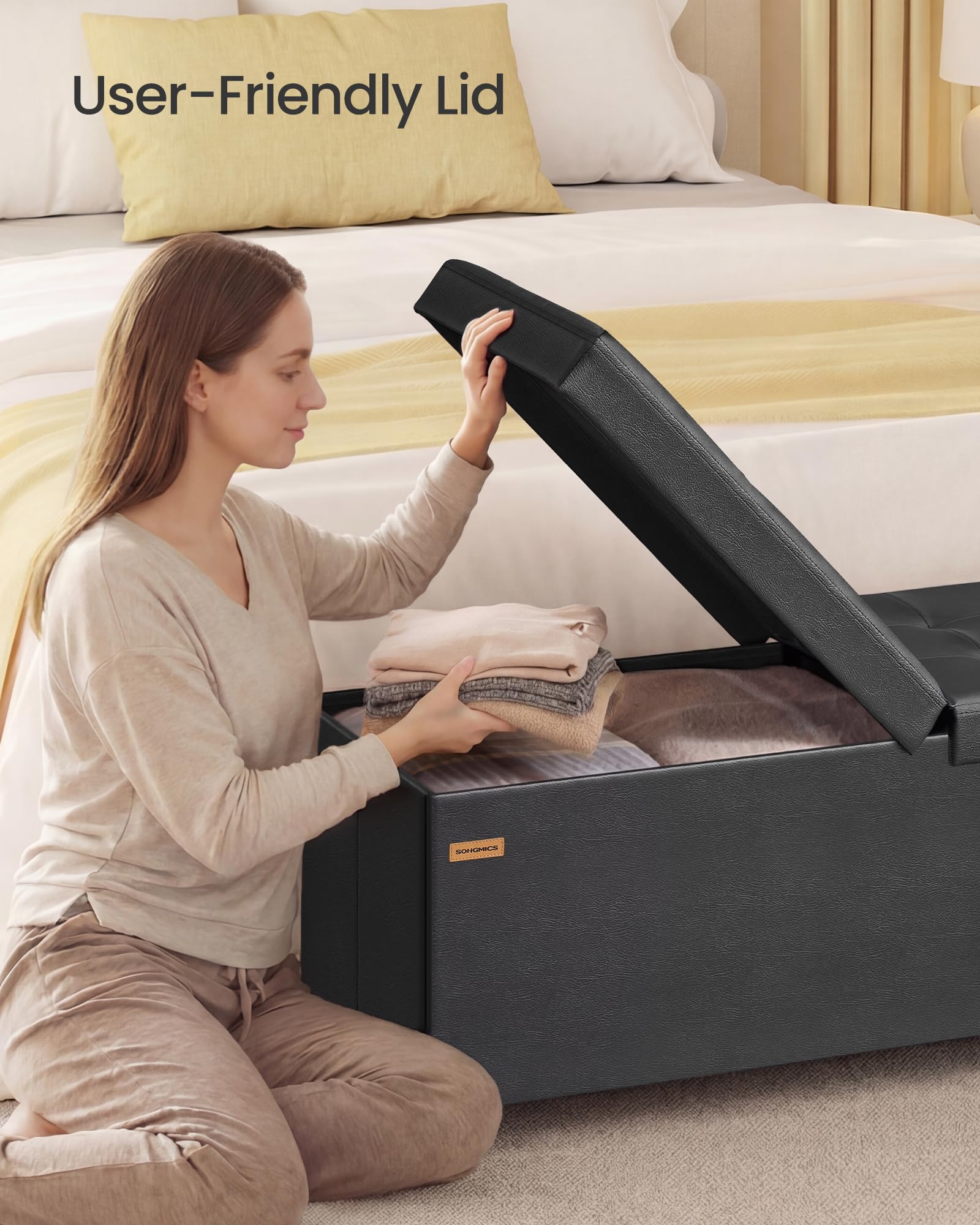 Storage Ottoman Bench with Legs