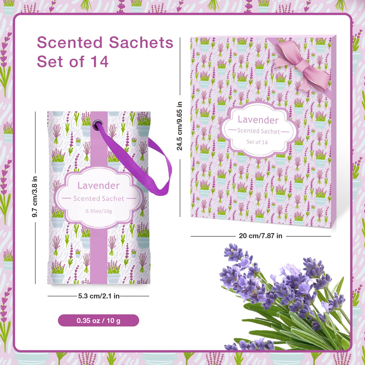 Lavender Sachets for Drawer and Closet (14 Count)