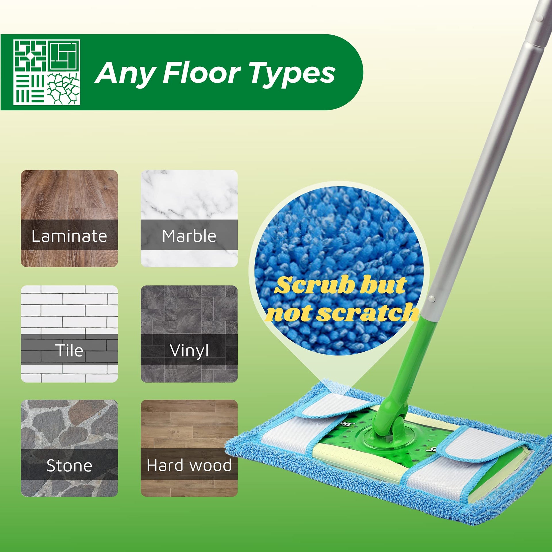 Reusable Mop Pad for Swiffer Sweeper Mop (6 Count)
