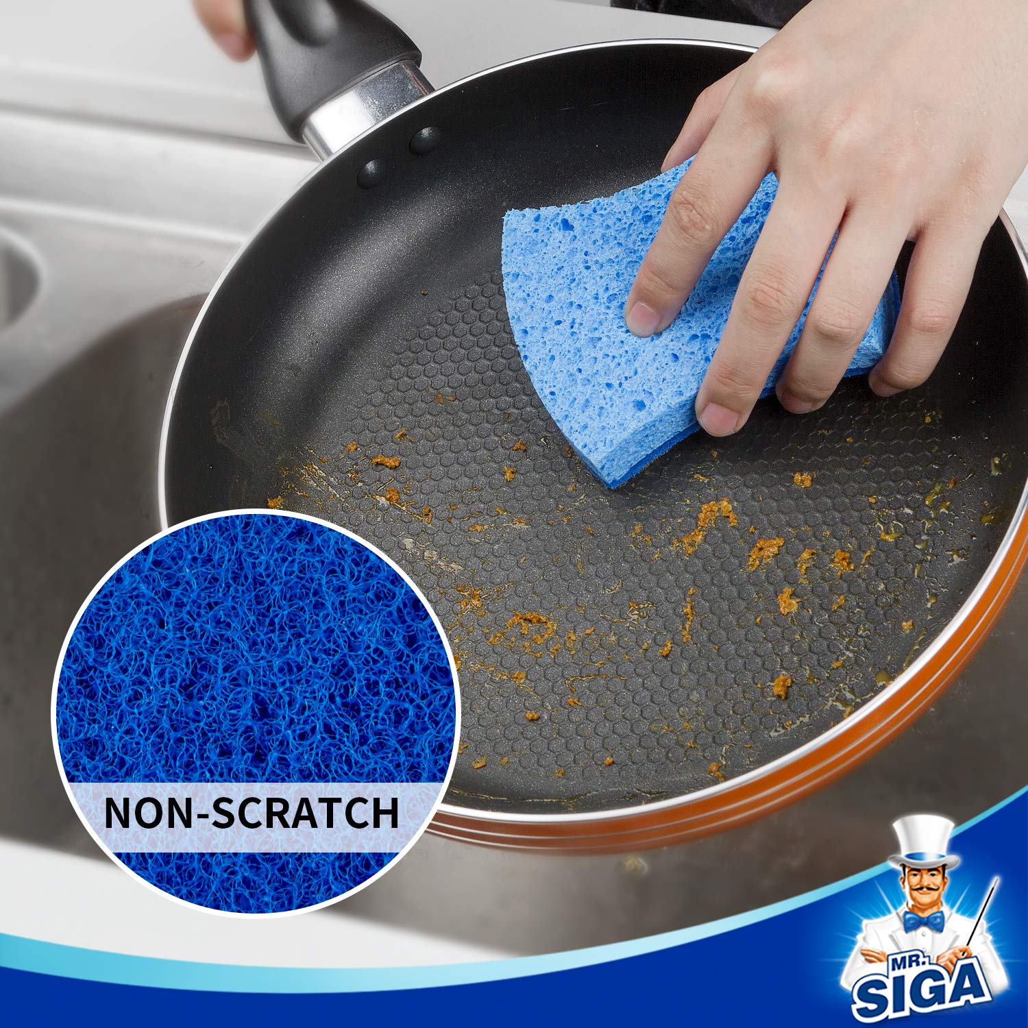 Non Scratch Cellulose Scrub Sponge (12 Count)