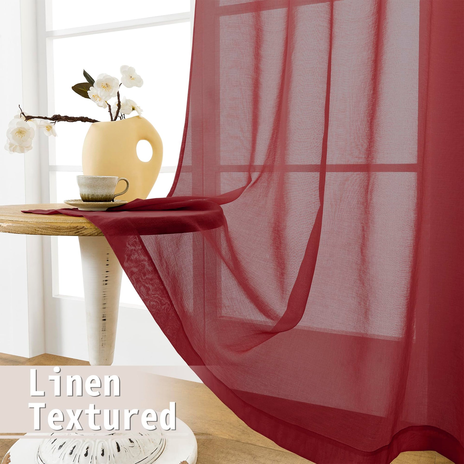 Small Sheer Door Curtain Closet Linen Textured Curtain Sheers Doorway Light Filtering Voile French Door Rod Pocket Curtains Patio Glass Doors