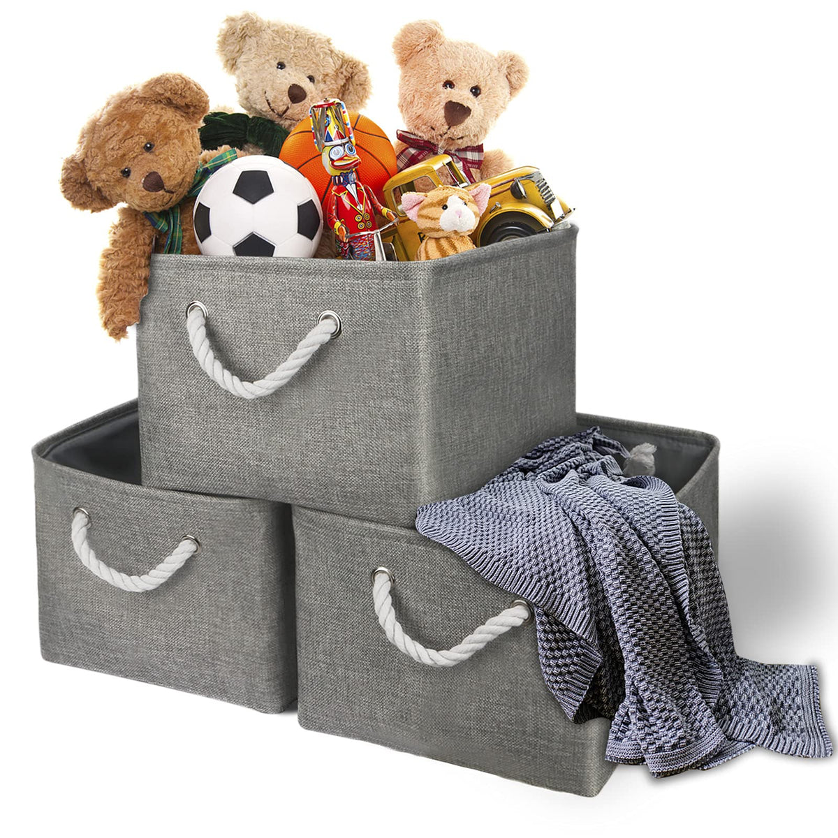 Storage Bins 3PCS Fabric Storage Baskets for Organizing Shelves (3 Count)