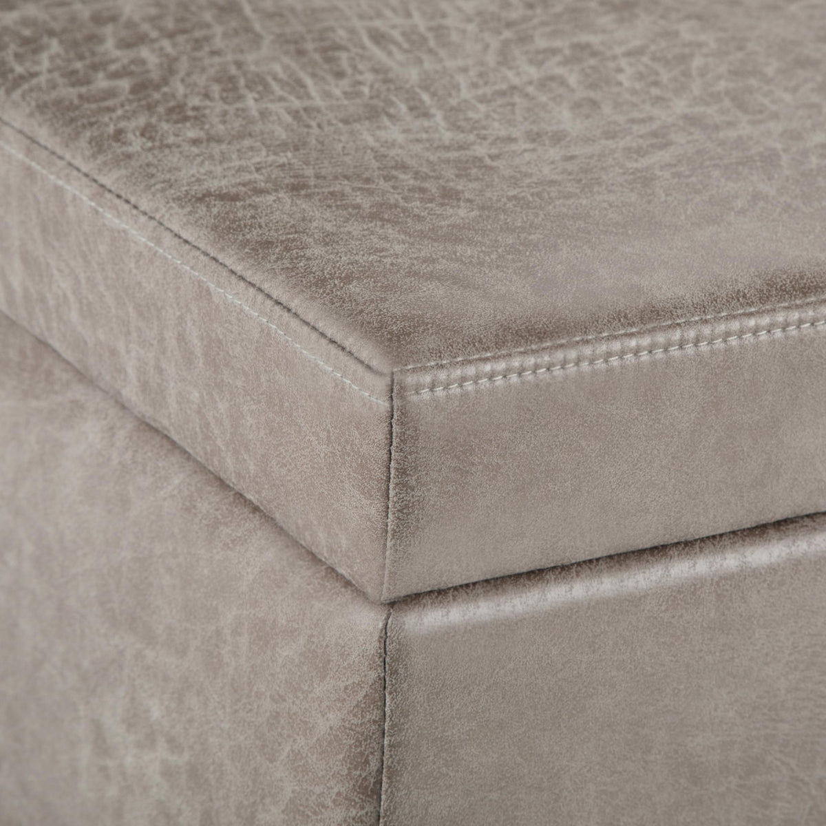 Avalon 48" Wide Linen Look Fabric Storage Ottoman in Cloud Grey
