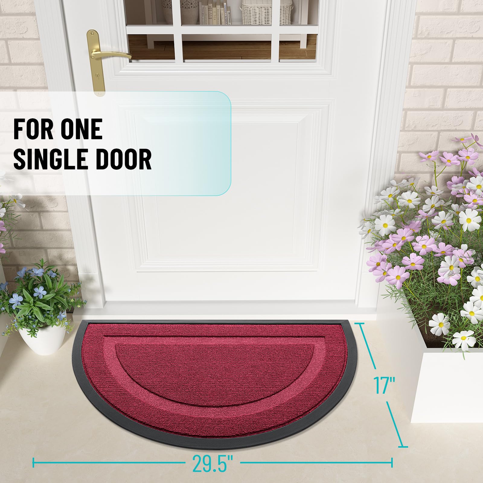 Half Circle Front Door Mat Outside 29.5x17 All