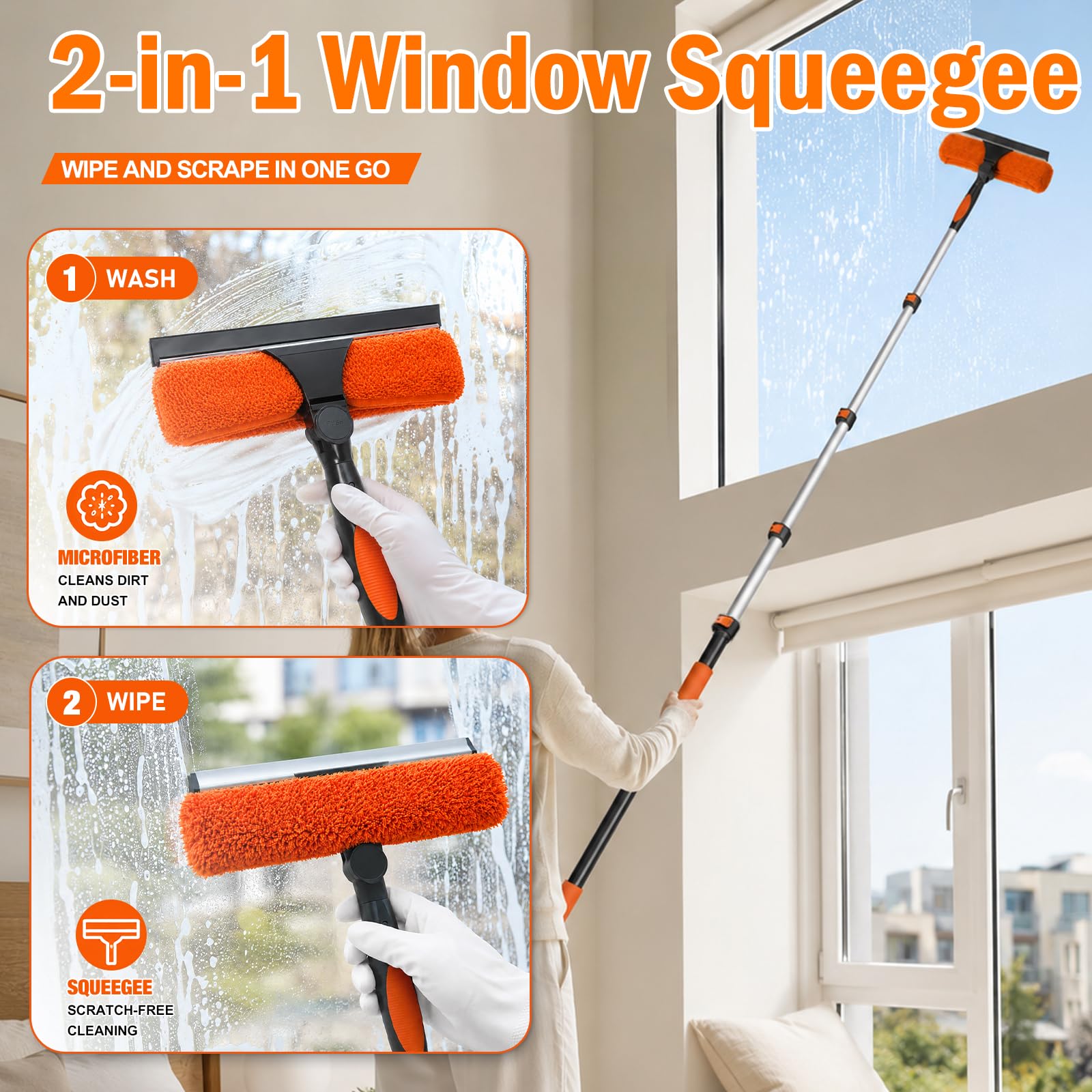 36FT High Reach Duster Cleaning Kit with Extension Pole
