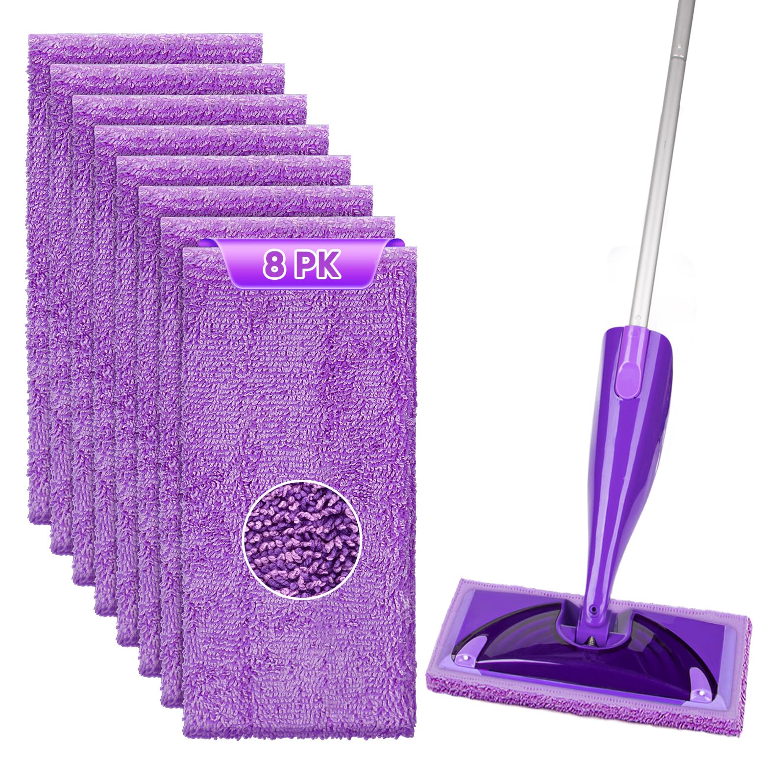 Microfiber Pads Refills for Swiffer Wet Jet 15"x5.5" 8 PK Reusable (8 Count)
