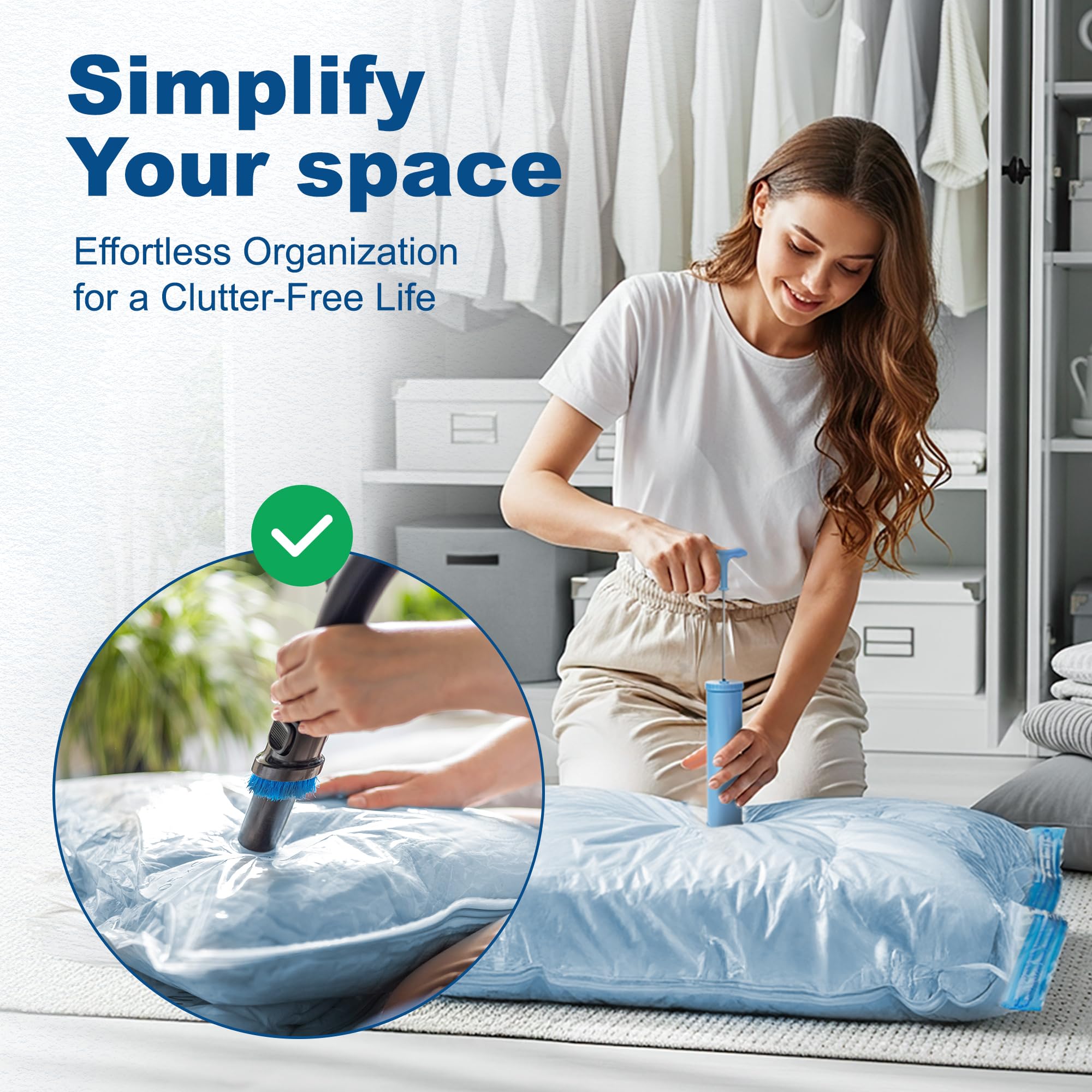 22 Pack Vacuum Storage Bags with Pump (22 Count)