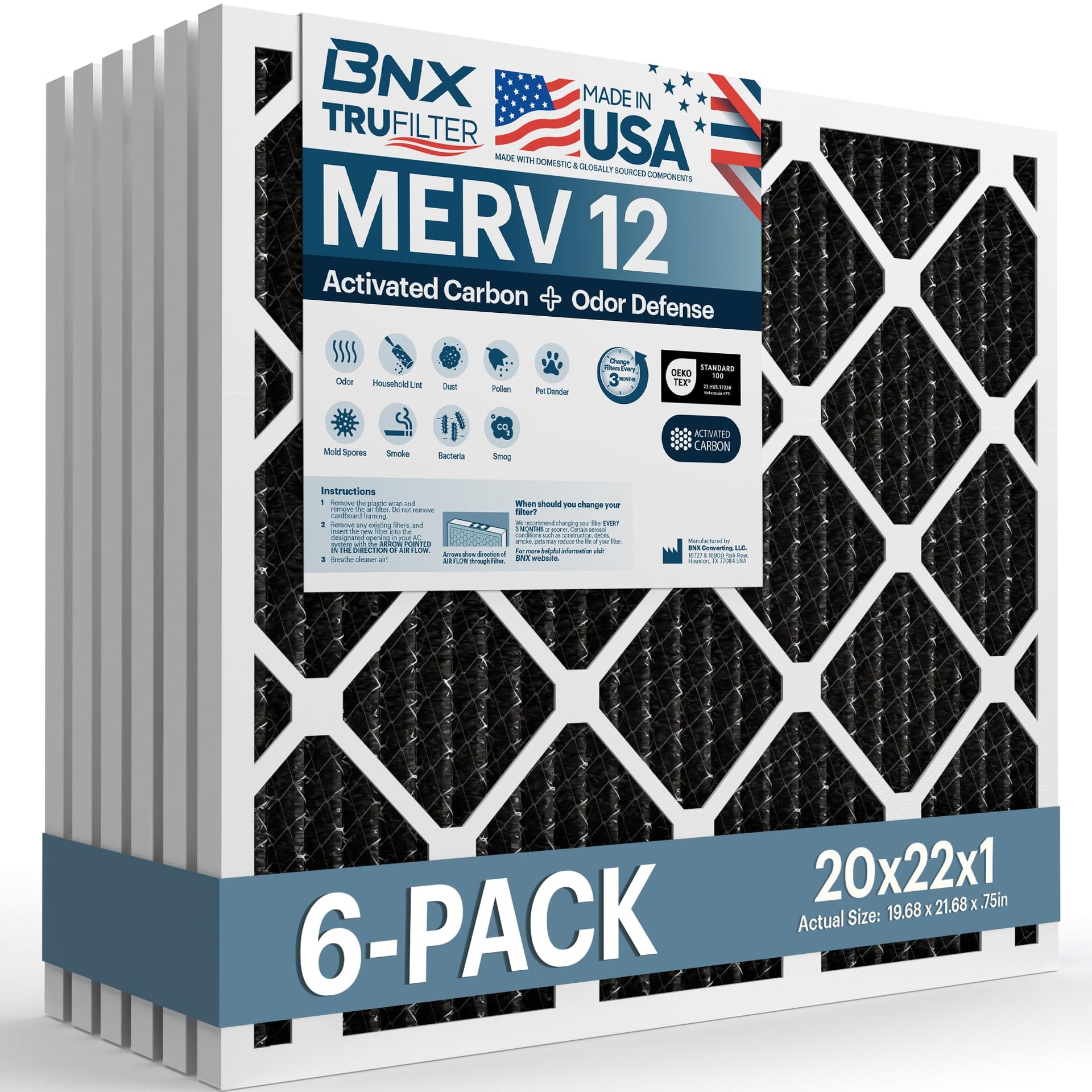 TruFilter 20x22x1 MERV 12 Odor Defense (6 Count)