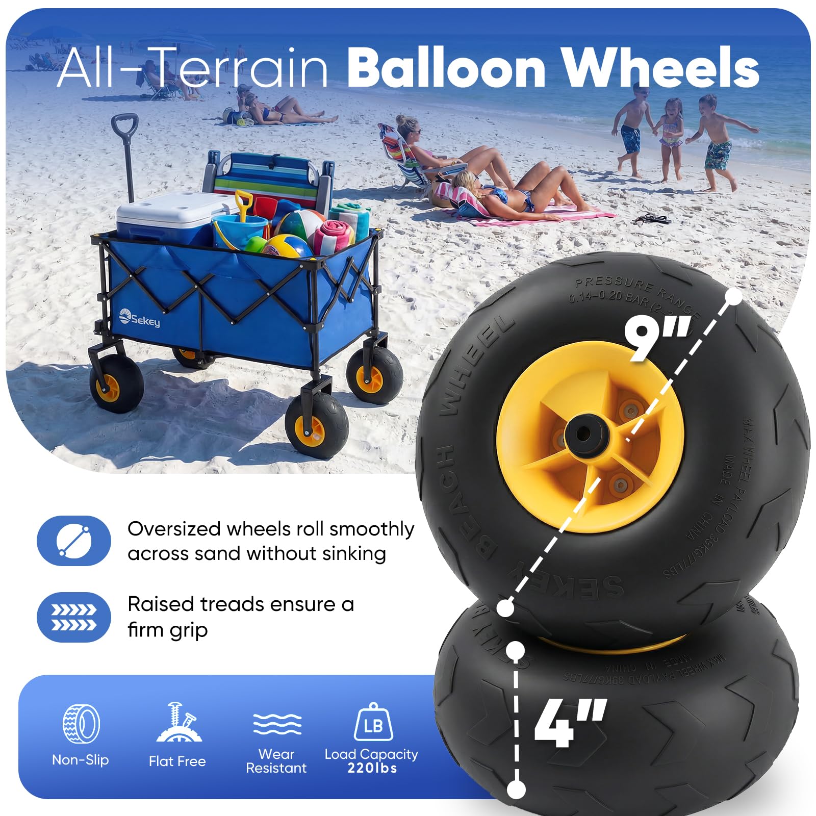 Heavy Duty Beach Wagon with 9