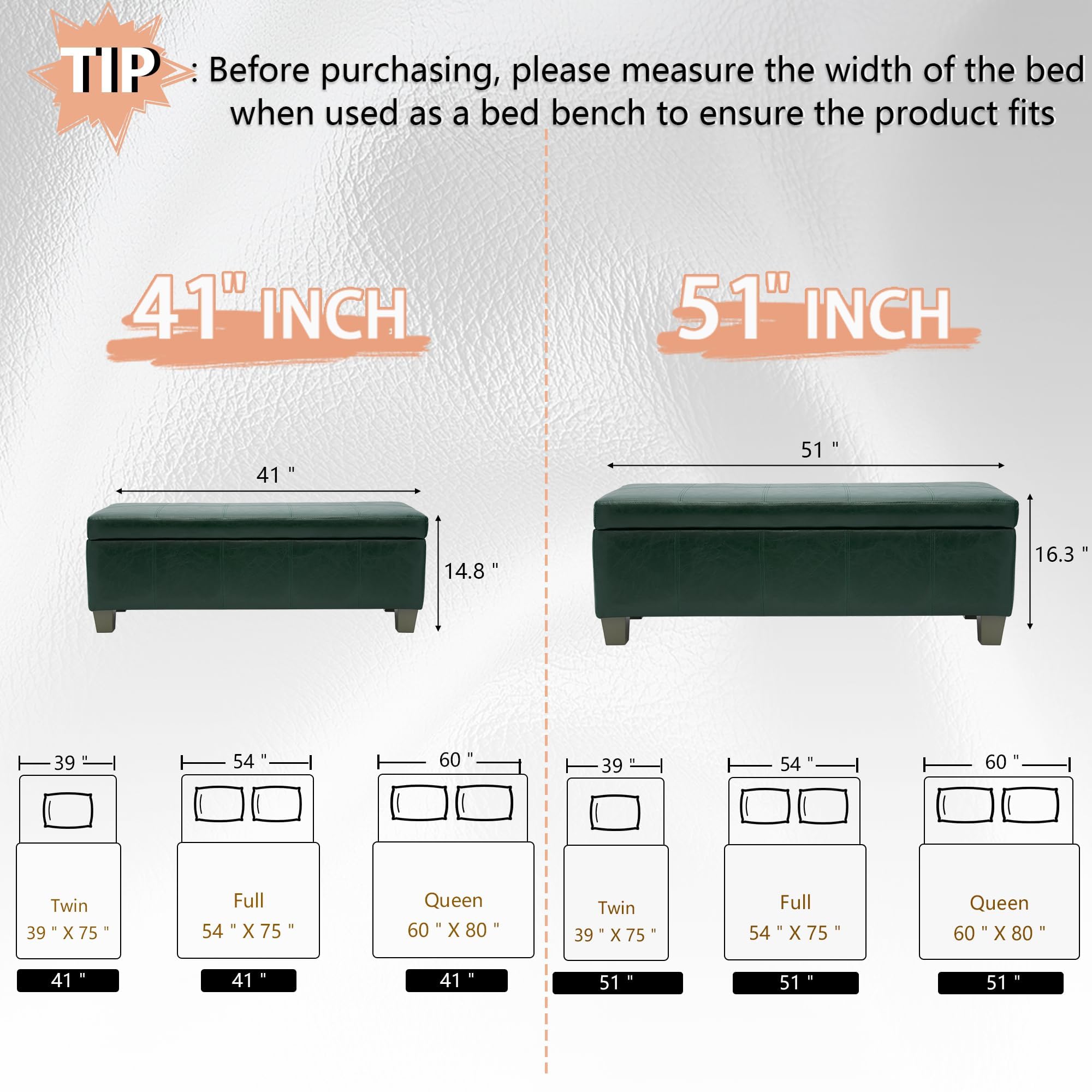 51 Inch Storage Ottoman