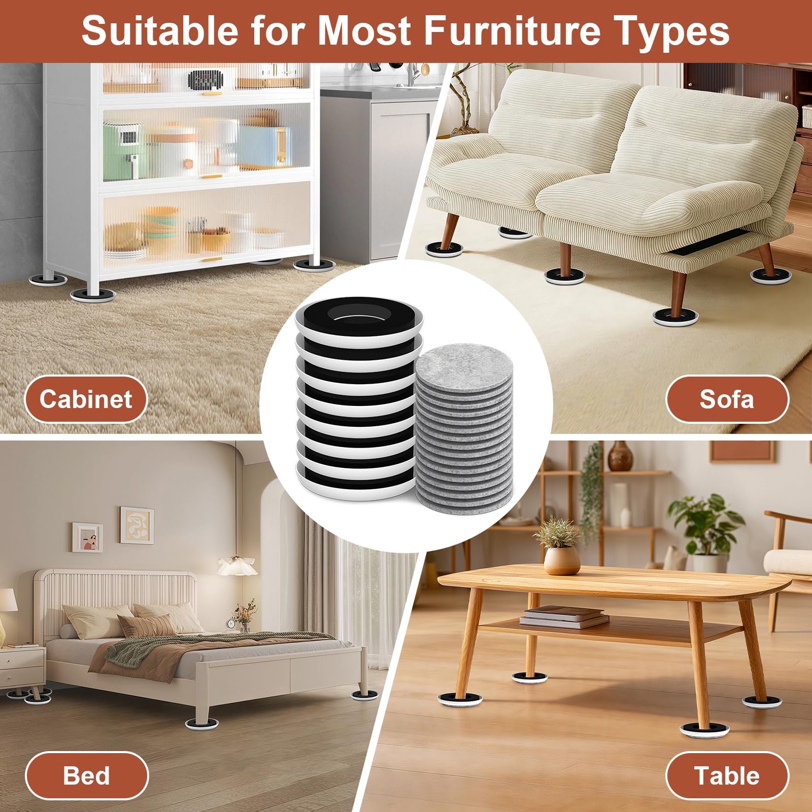 Furniture Sliders for Hardwood Floors (24 Count)