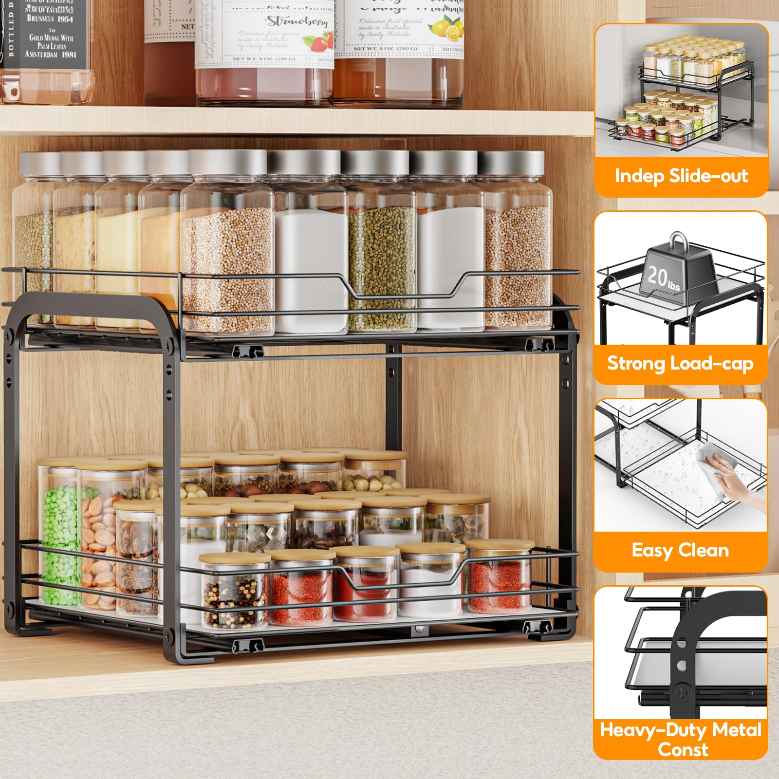 Pull Out Spice Rack Organizer for Cabinet