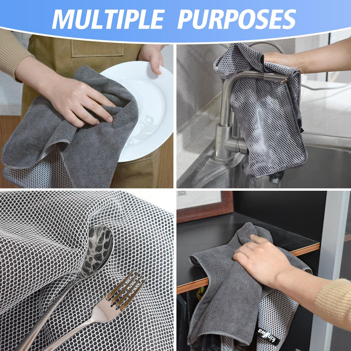 Dish Cloths for Washing Dishes with Scrub Side (6 Count)